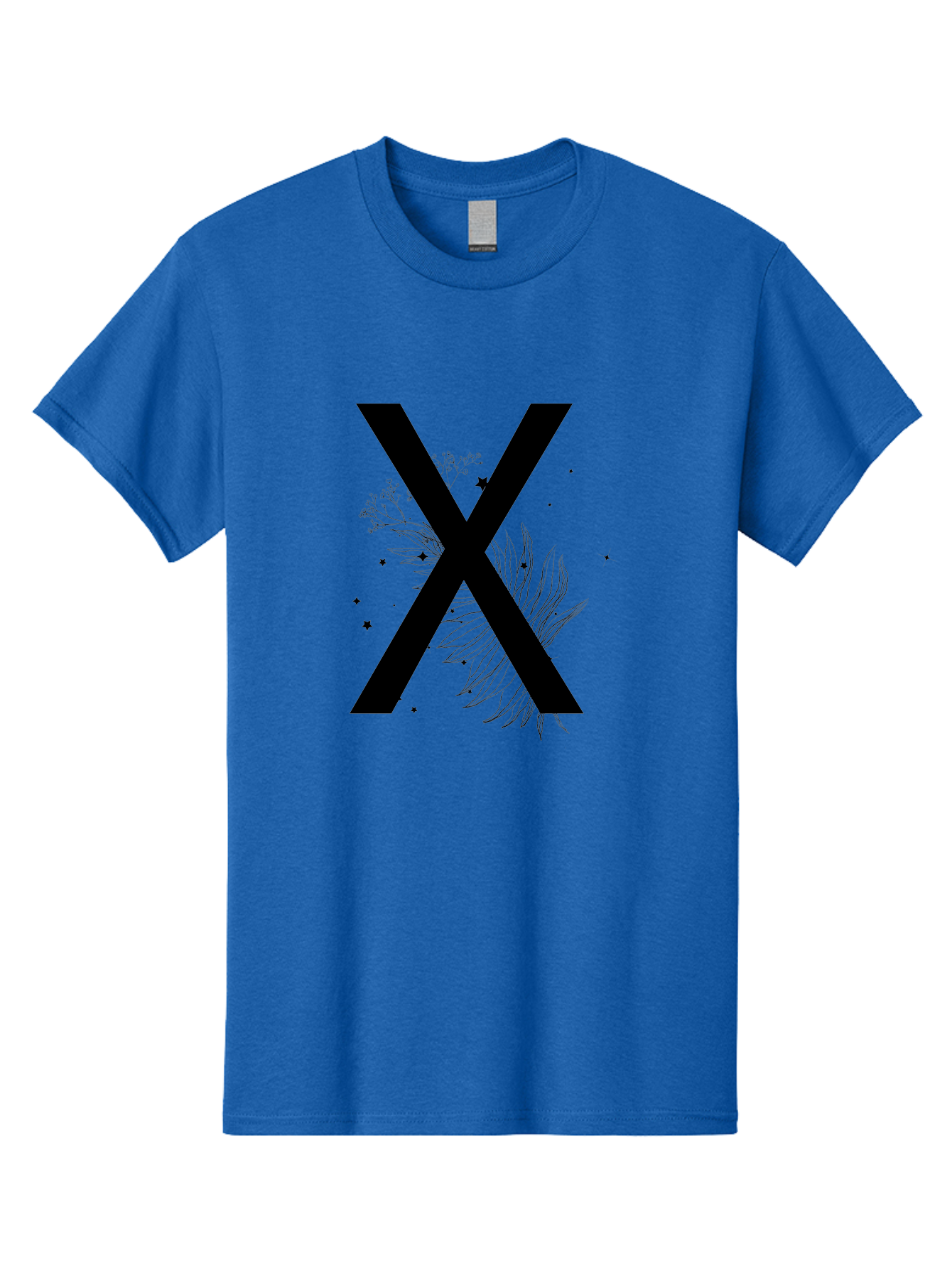 X Men'S Graphic Tee, 100% Cotton, Comfortable Casual Summer Wear, Machine Washable, Bold X Symbol, Floral Design, Black Ink Splatter, Creative Typography, Modern Art, Decorative Lettering, Abstract Illustration Aac365