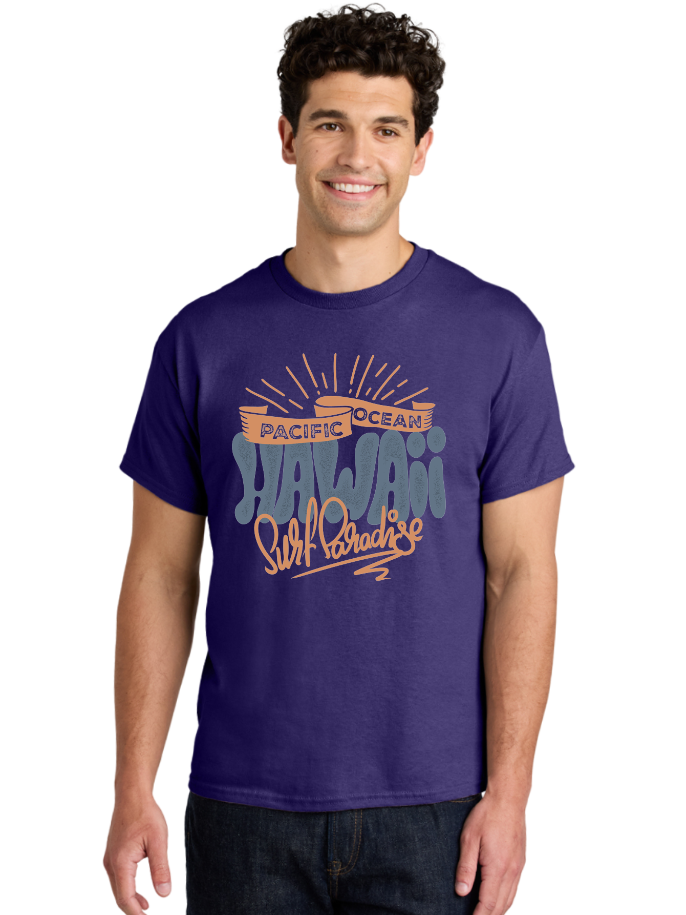 Pacific-Ocean-Wai-Anae-Surf-Paradise Men'S Graphic Tee, 100% Cotton, Comfortable Casual Summer Wear, Machine Washable, Hawaii Vacation, Pacific Ocean, Surf Paradise, Tropical Getaway, Beach Destination, Island Life, Surf Culture Aac371