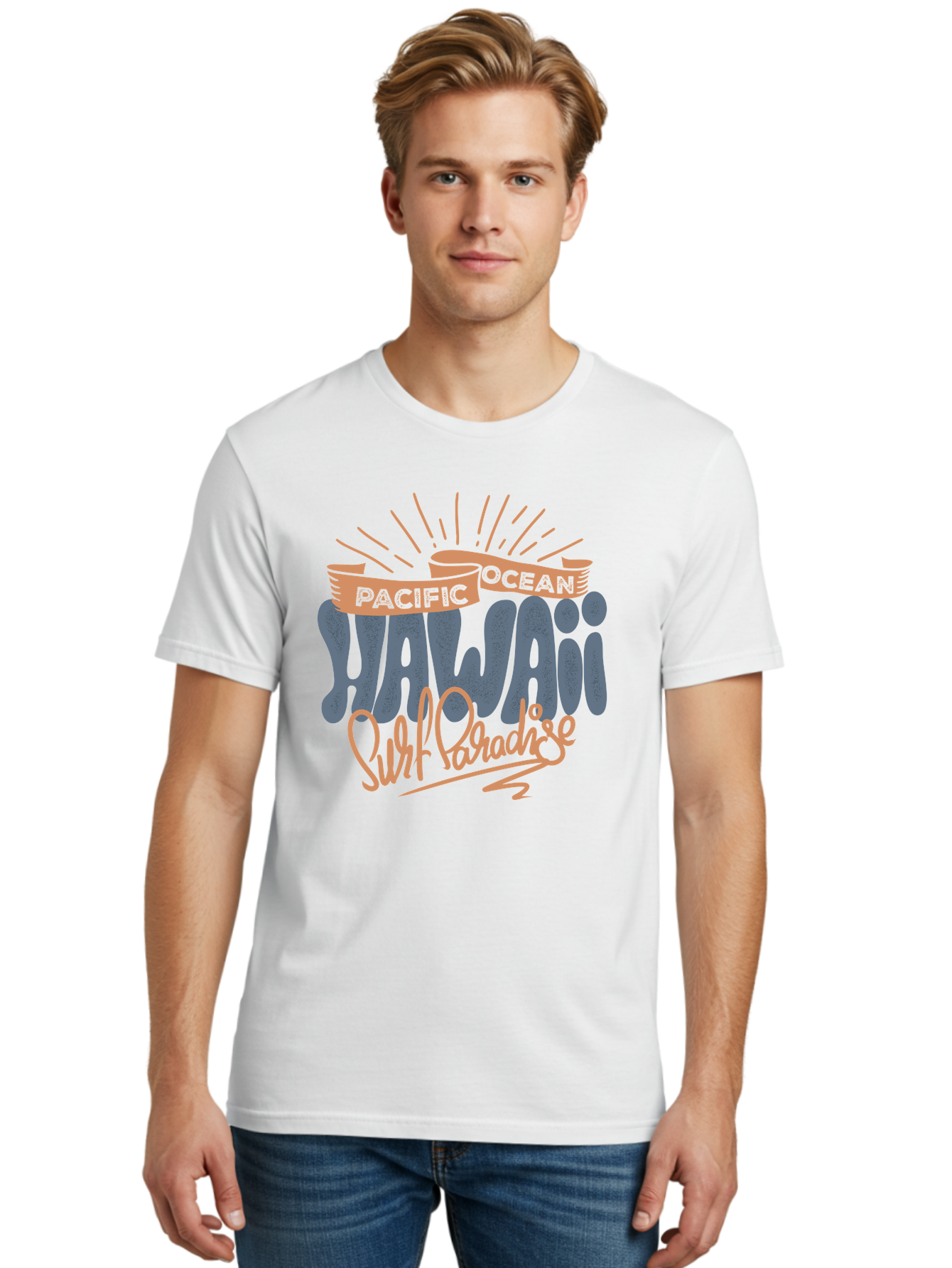 Pacific-Ocean-Wai-Anae-Surf-Paradise Men'S Graphic Tee, 100% Cotton, Comfortable Casual Summer Wear, Machine Washable, Hawaii Vacation, Pacific Ocean, Surf Paradise, Tropical Getaway, Beach Destination, Island Life, Surf Culture Aac371