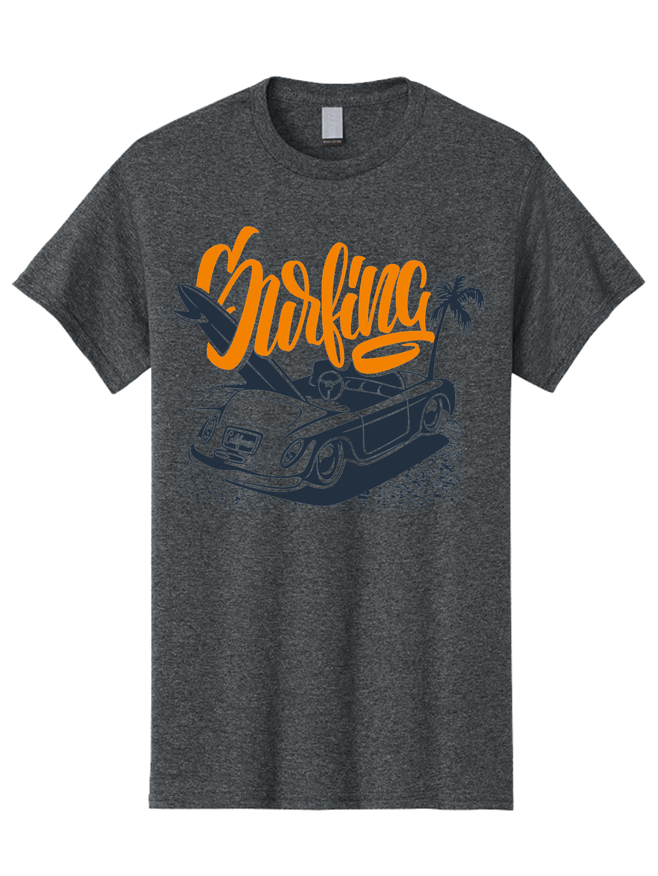 Surfing Men'S Graphic Tee, 100% Cotton, Comfortable Casual Summer Wear, Machine Washable, Vintage Convertible Car, Surfing Culture, Beach Lifestyle, Retro Style, Surfboard On Car, Palm Tree, Summer Fun, Surf Vibes, Classic Automobile Aac373