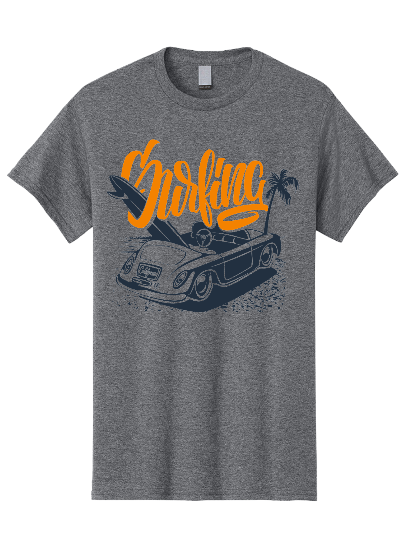 Surfing Men'S Graphic Tee, 100% Cotton, Comfortable Casual Summer Wear, Machine Washable, Vintage Convertible Car, Surfing Culture, Beach Lifestyle, Retro Style, Surfboard On Car, Palm Tree, Summer Fun, Surf Vibes, Classic Automobile Aac373