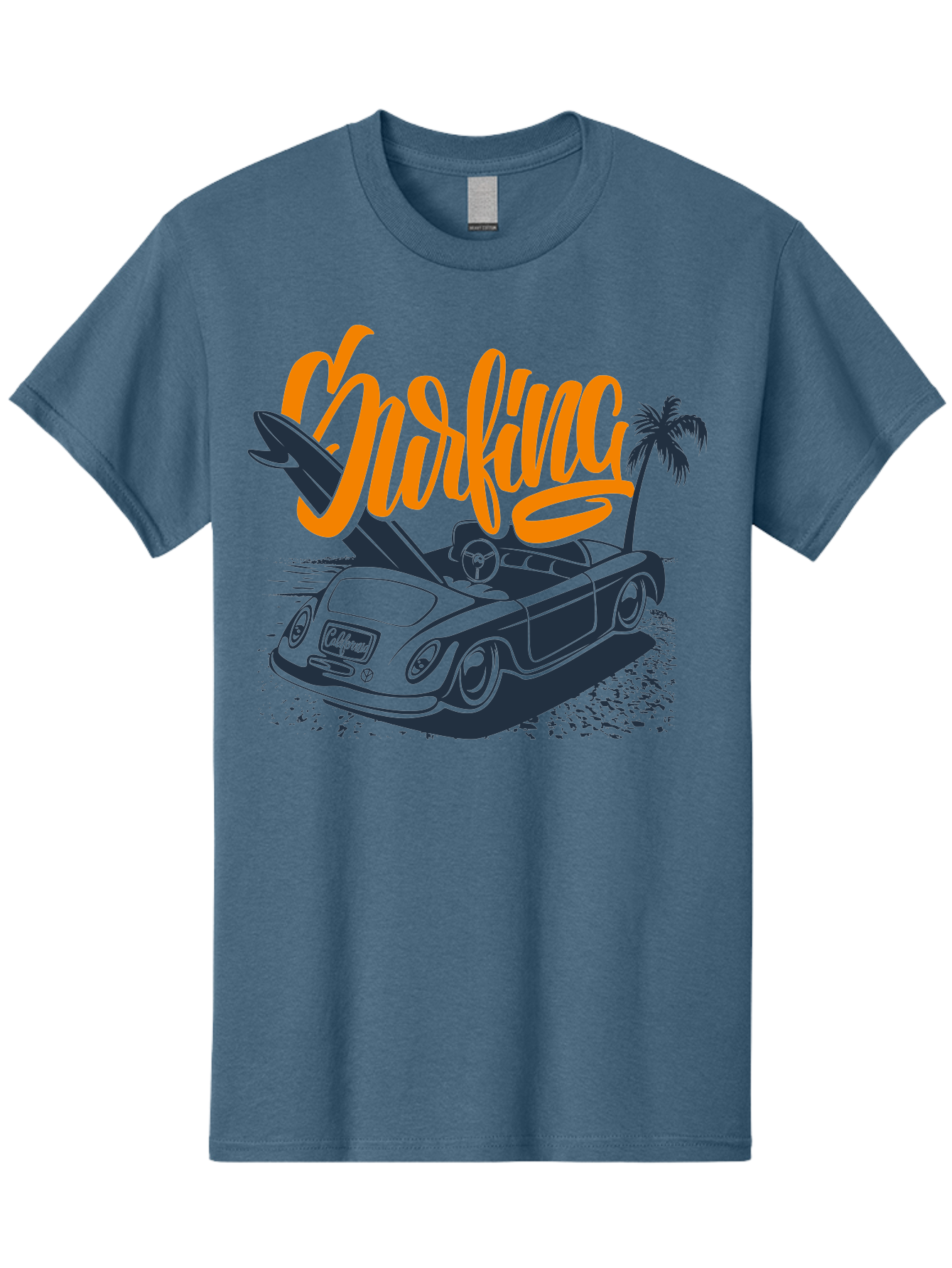 Surfing Men'S Graphic Tee, 100% Cotton, Comfortable Casual Summer Wear, Machine Washable, Vintage Convertible Car, Surfing Culture, Beach Lifestyle, Retro Style, Surfboard On Car, Palm Tree, Summer Fun, Surf Vibes, Classic Automobile Aac373