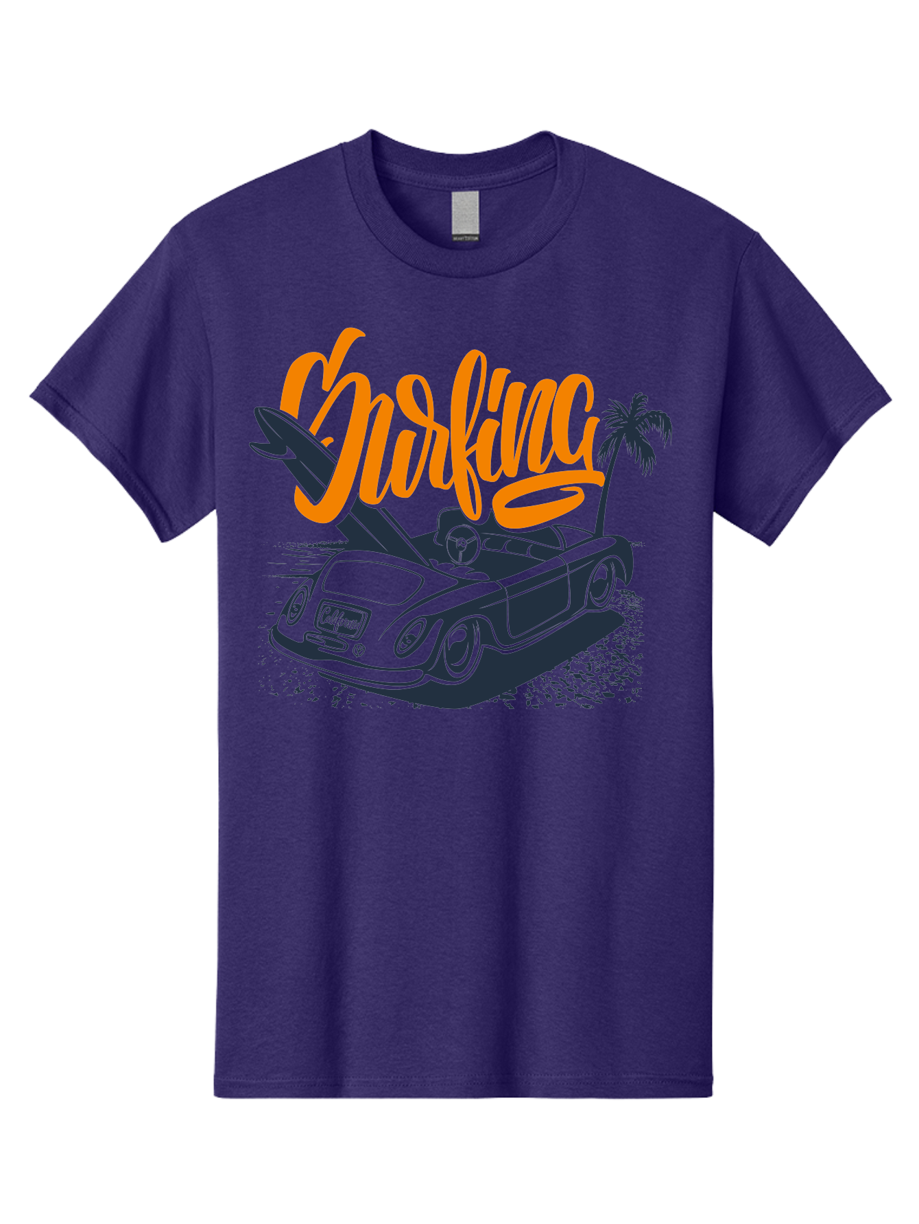 Surfing Men'S Graphic Tee, 100% Cotton, Comfortable Casual Summer Wear, Machine Washable, Vintage Convertible Car, Surfing Culture, Beach Lifestyle, Retro Style, Surfboard On Car, Palm Tree, Summer Fun, Surf Vibes, Classic Automobile Aac373