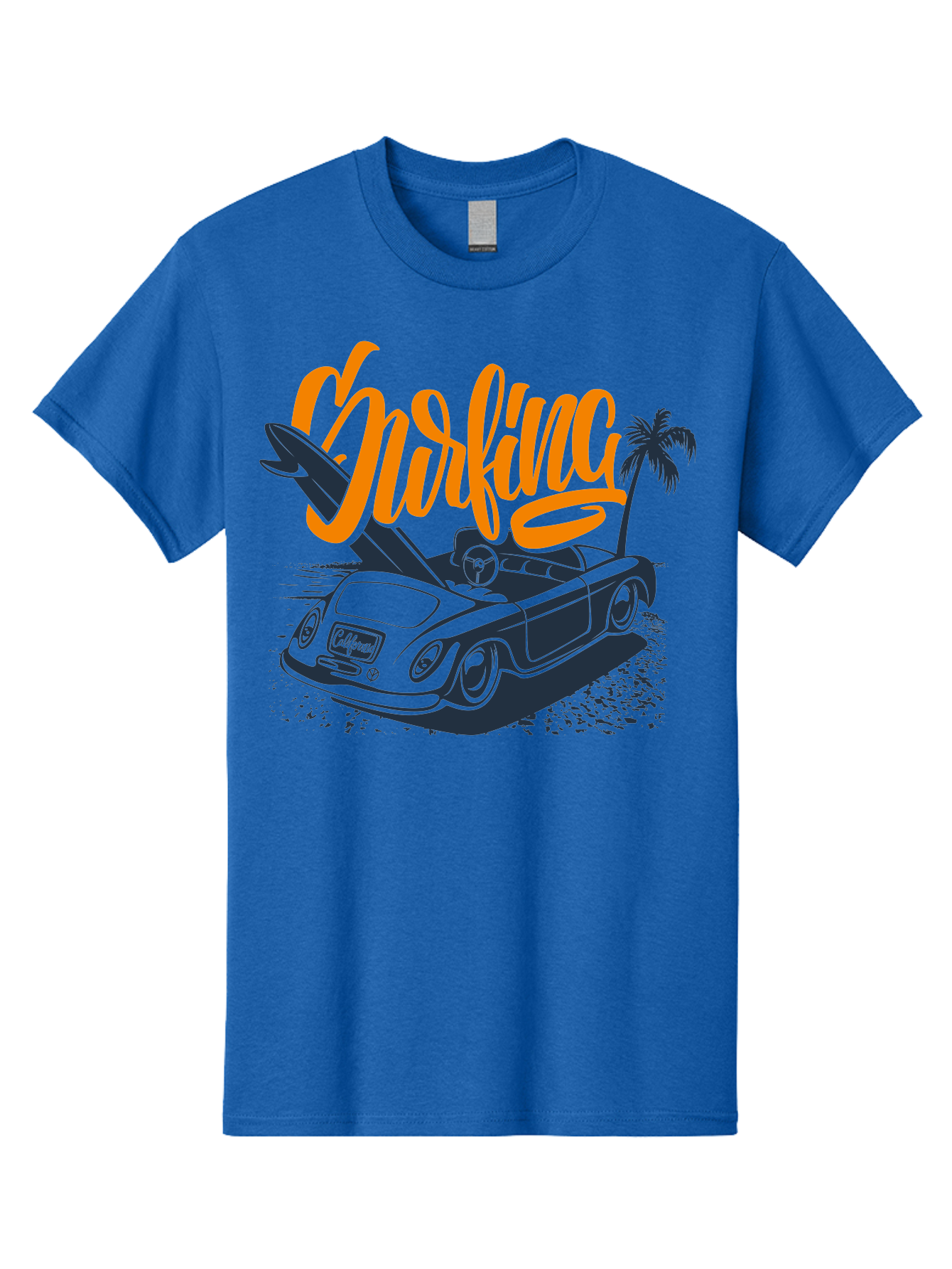 Surfing Men'S Graphic Tee, 100% Cotton, Comfortable Casual Summer Wear, Machine Washable, Vintage Convertible Car, Surfing Culture, Beach Lifestyle, Retro Style, Surfboard On Car, Palm Tree, Summer Fun, Surf Vibes, Classic Automobile Aac373