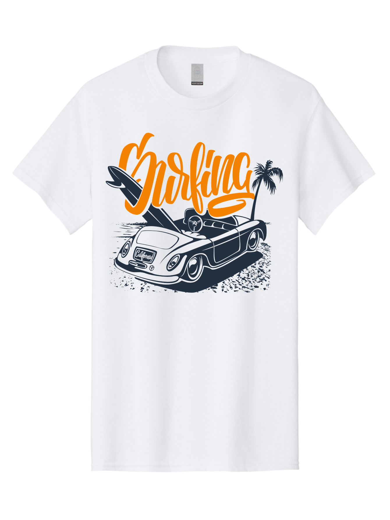 Surfing Men'S Graphic Tee, 100% Cotton, Comfortable Casual Summer Wear, Machine Washable, Vintage Convertible Car, Surfing Culture, Beach Lifestyle, Retro Style, Surfboard On Car, Palm Tree, Summer Fun, Surf Vibes, Classic Automobile Aac373