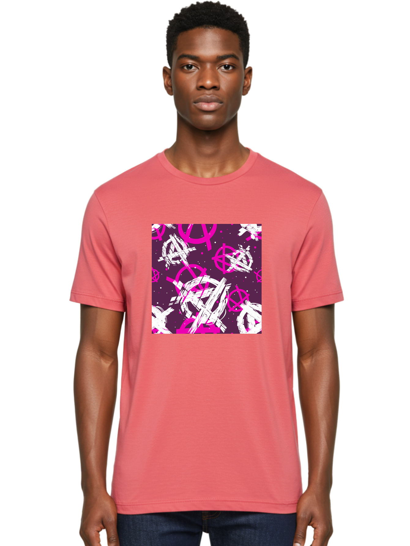Anarchy-Symbols Men'S Graphic Tee, 100% Cotton, Comfortable Casual Summer Wear, Machine Washable, Anarchy Symbols, Protest Signs, Activist Graphics, Punk Rock Imagery, Chaotic Patterns, Abstract Art, Rebellion Motifs, Symbolic Expression, Aac377