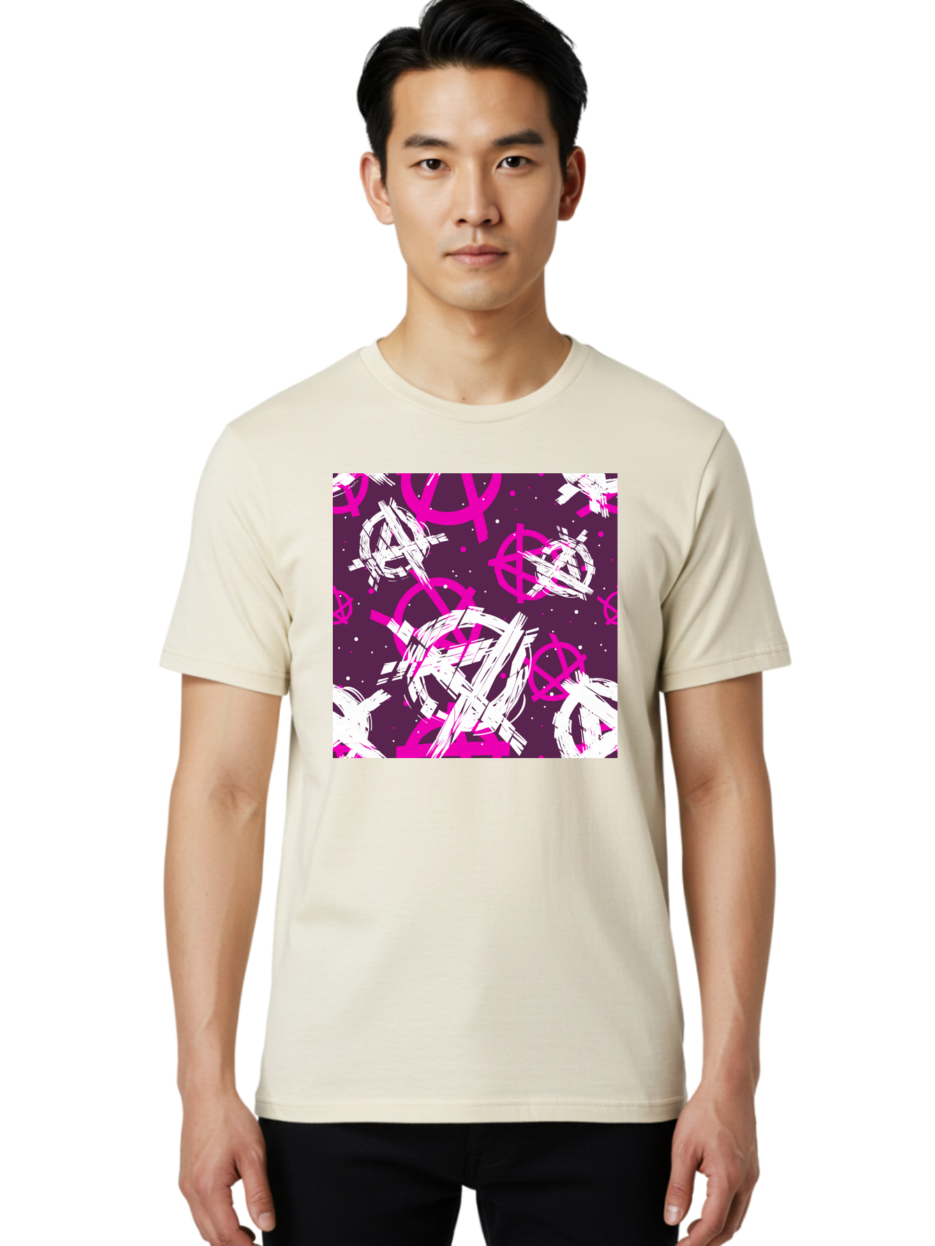 Anarchy-Symbols Men'S Graphic Tee, 100% Cotton, Comfortable Casual Summer Wear, Machine Washable, Anarchy Symbols, Protest Signs, Activist Graphics, Punk Rock Imagery, Chaotic Patterns, Abstract Art, Rebellion Motifs, Symbolic Expression, Aac377