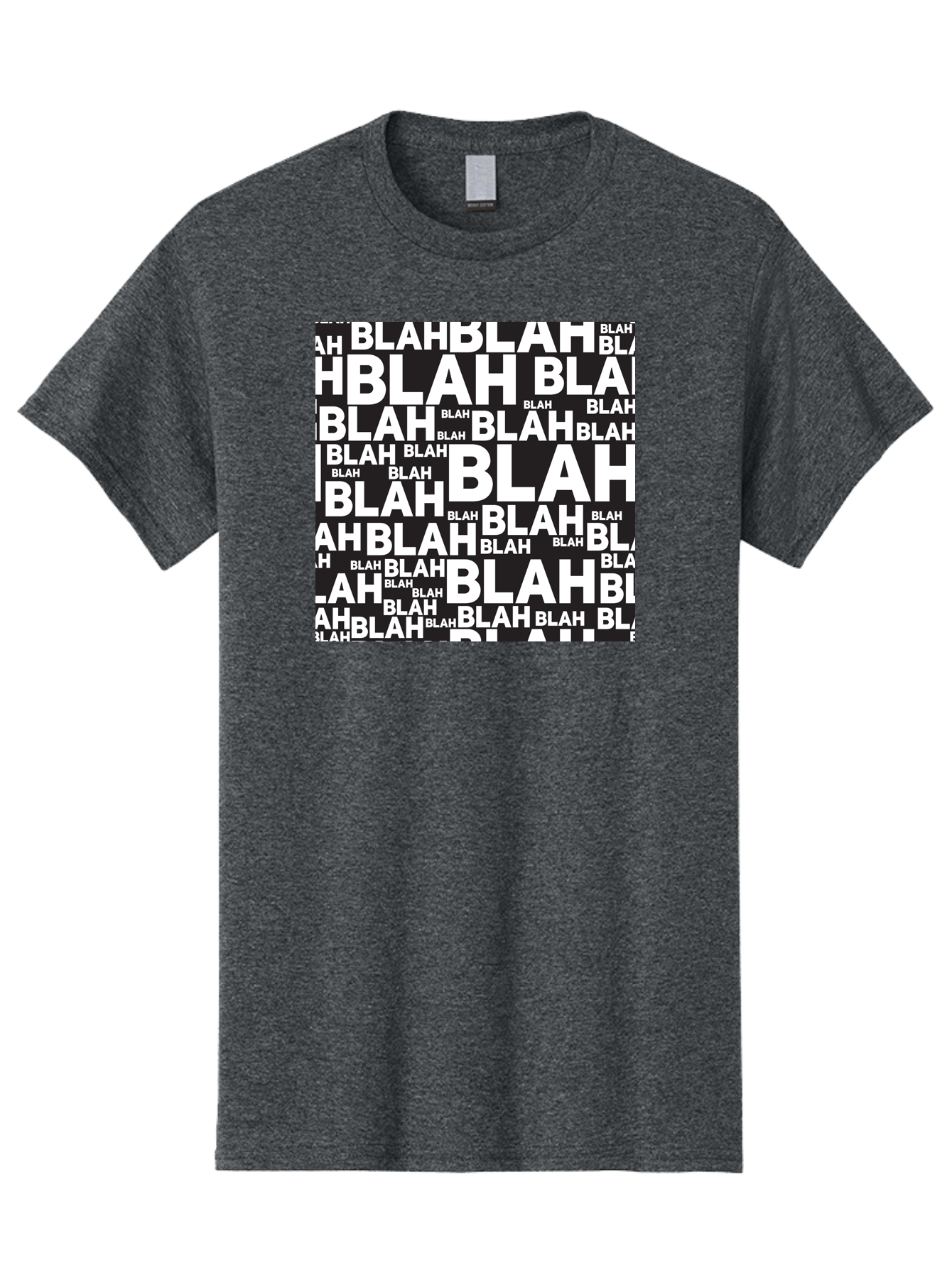 Blah Men'S Graphic Tee, 100% Cotton, Comfortable Casual Summer Wear, Machine Washable, Repetitive Text, Blah Blah, White Font, Black Background, Meaningless Words, Corporate Jargon, Office Chatter, Meaningless Speech, Empty Talk, Aac379