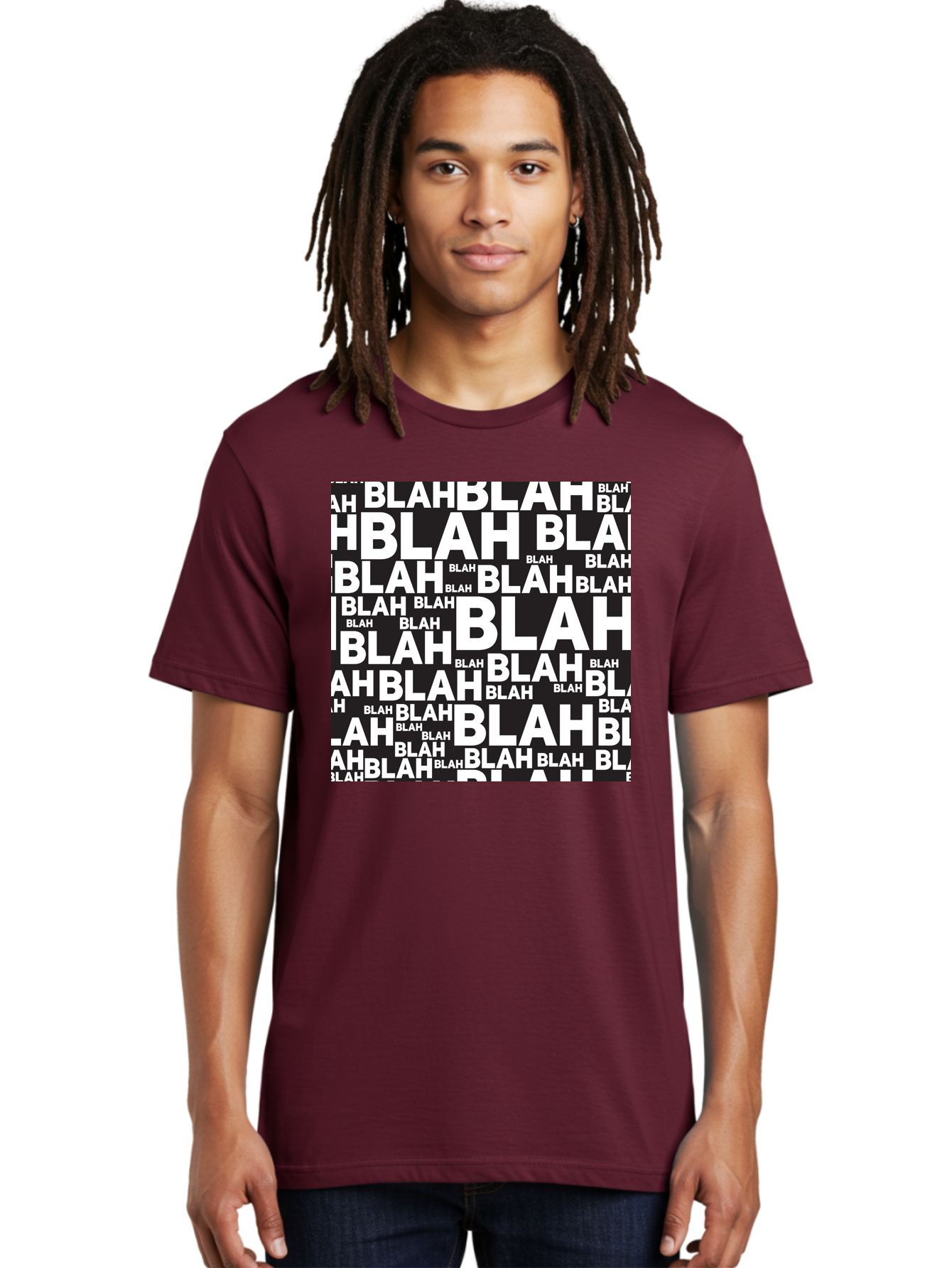 Blah Men'S Graphic Tee, 100% Cotton, Comfortable Casual Summer Wear, Machine Washable, Repetitive Text, Blah Blah, White Font, Black Background, Meaningless Words, Corporate Jargon, Office Chatter, Meaningless Speech, Empty Talk, Aac379