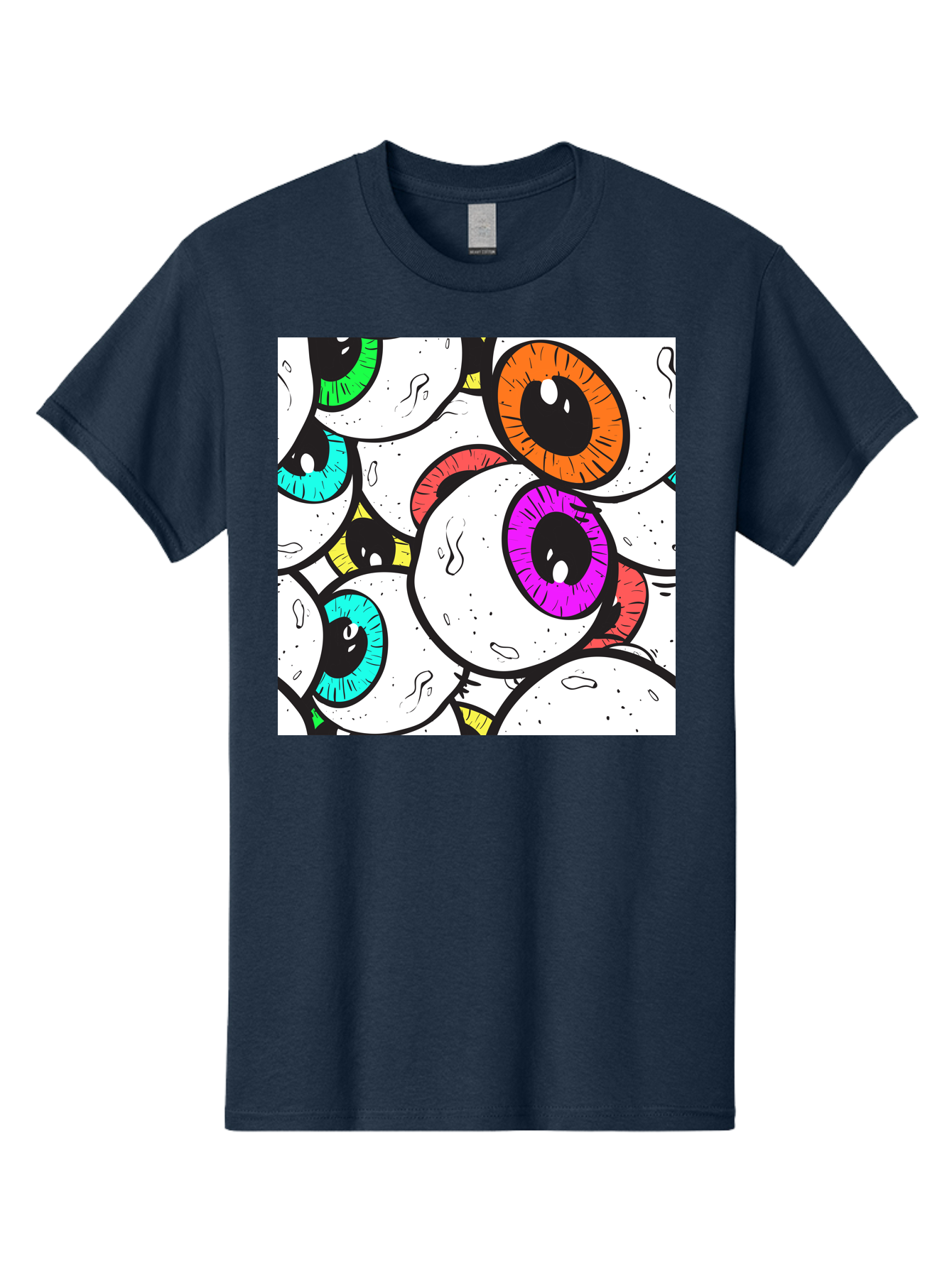 Cartoon-Eyes Men'S Graphic Tee, 100% Cotton, Comfortable Casual Summer Wear, Machine Washable, Cartoon Eyes, Vibrant Colors, Colorful Irises, Eyeballs, Illustration Art, Quirky Design, Playful Graphics, Eye-Catching Visuals, Modern Graphics, Aac381