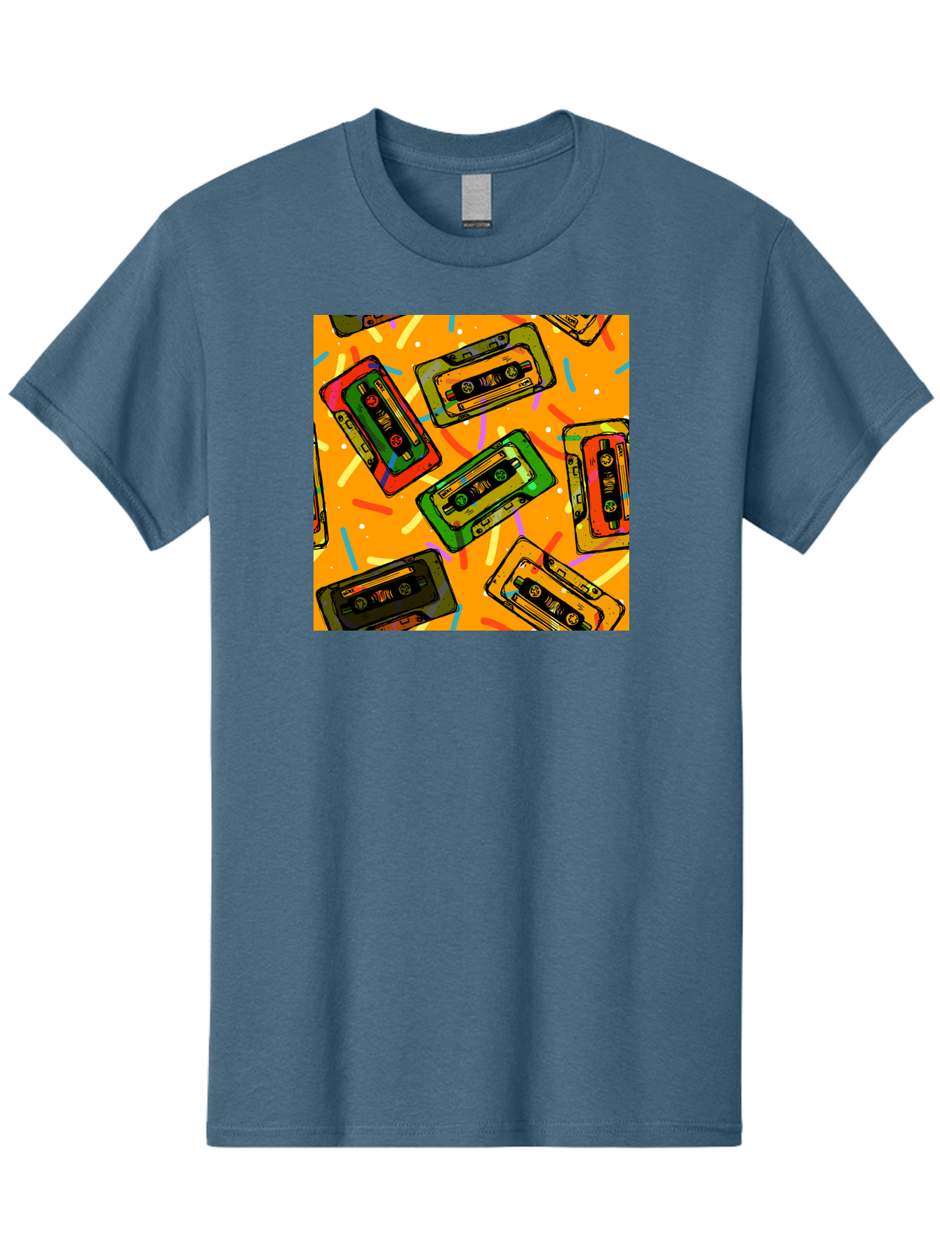 Cassette-Tapes Men'S Graphic Tee, 100% Cotton, Comfortable Casual Summer Wear, Machine Washable, Retro Cassette Tapes, Vintage Music, Colorful Illustration, Nostalgic Tech, 80S And 90S Memorabilia, Mix Tape Culture, Music Nostalgia, Aac383