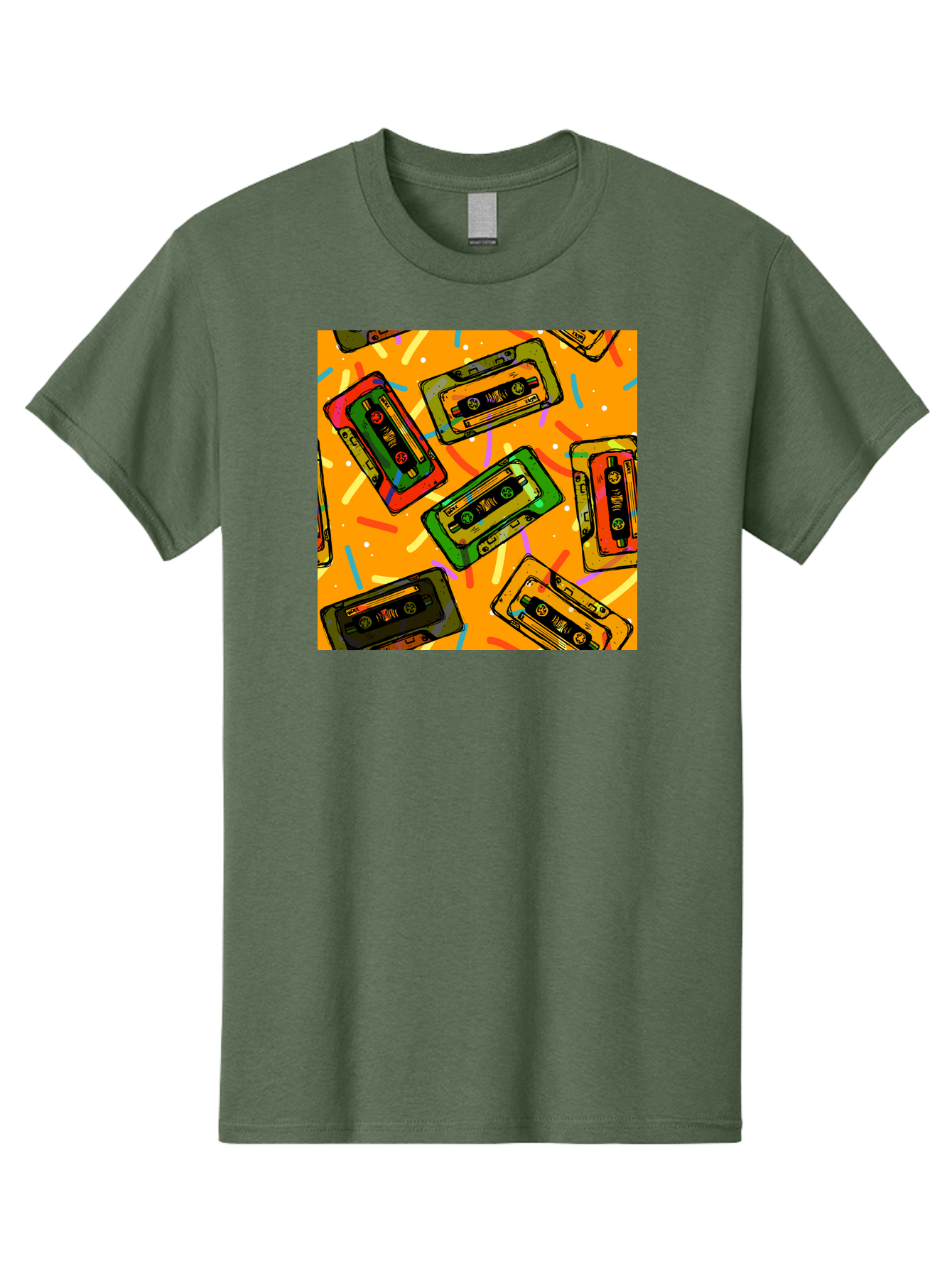 Cassette-Tapes Men'S Graphic Tee, 100% Cotton, Comfortable Casual Summer Wear, Machine Washable, Retro Cassette Tapes, Vintage Music, Colorful Illustration, Nostalgic Tech, 80S And 90S Memorabilia, Mix Tape Culture, Music Nostalgia, Aac383