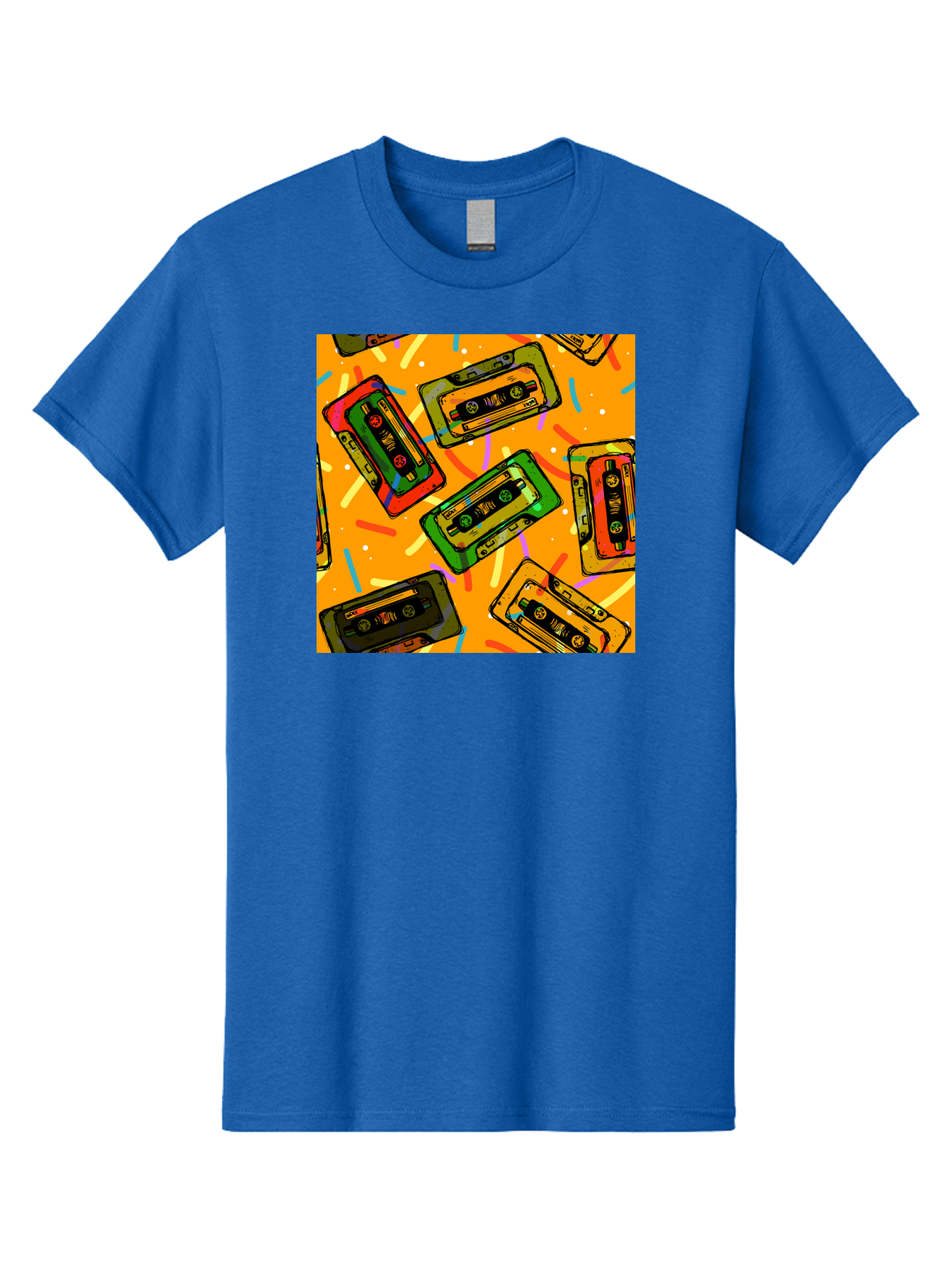 Cassette-Tapes Men'S Graphic Tee, 100% Cotton, Comfortable Casual Summer Wear, Machine Washable, Retro Cassette Tapes, Vintage Music, Colorful Illustration, Nostalgic Tech, 80S And 90S Memorabilia, Mix Tape Culture, Music Nostalgia, Aac383
