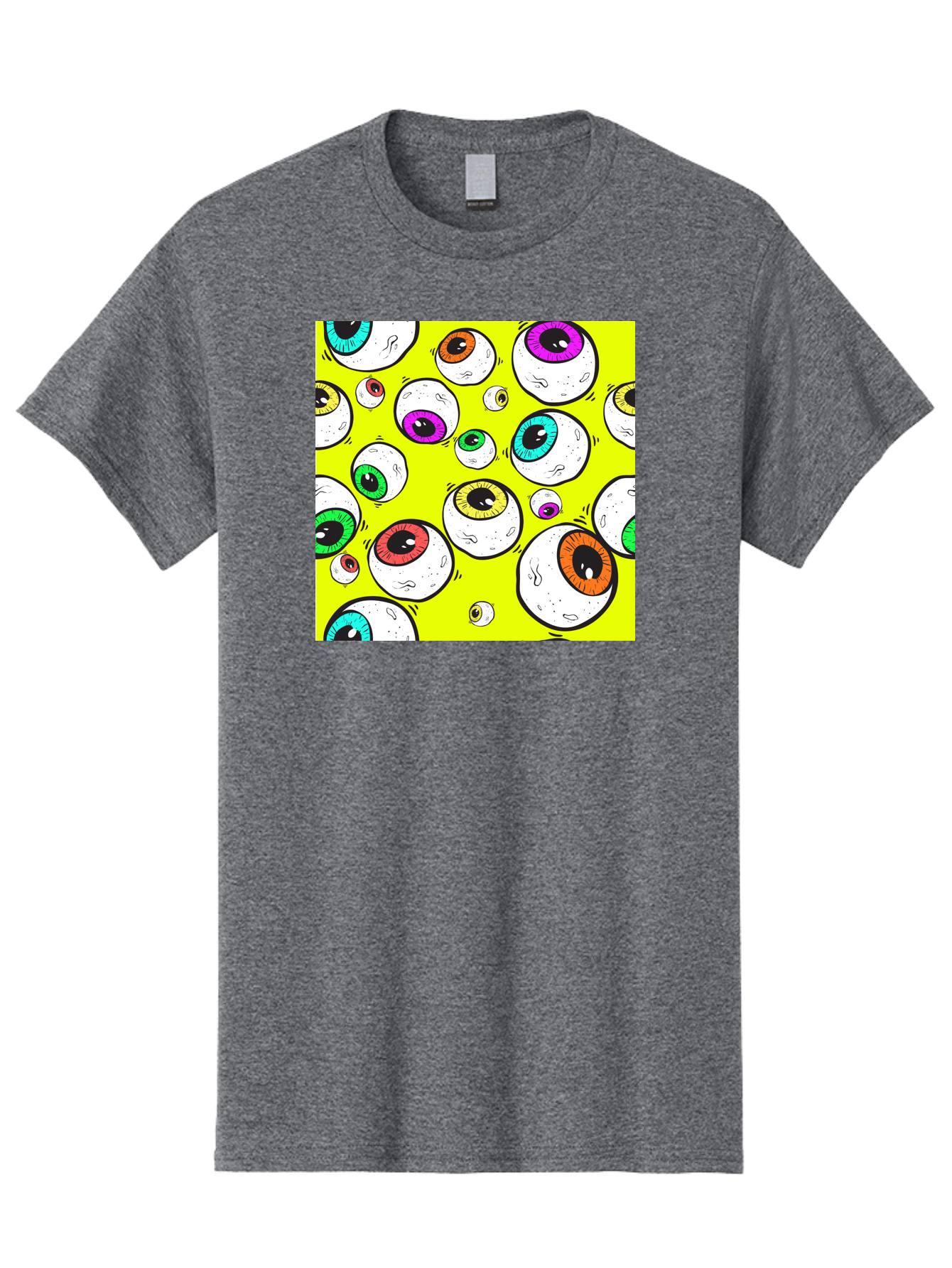 Colorful-Eyeballs Men'S Graphic Tee, 100% Cotton, Comfortable Casual Summer Wear, Machine Washable, Cartoon Eyeballs, Colorful Eyes, Vibrant Colors, Pop Art, Playful Graphics, Quirky Design, Eye-Catching Visuals, Fun Illustration, Aac386