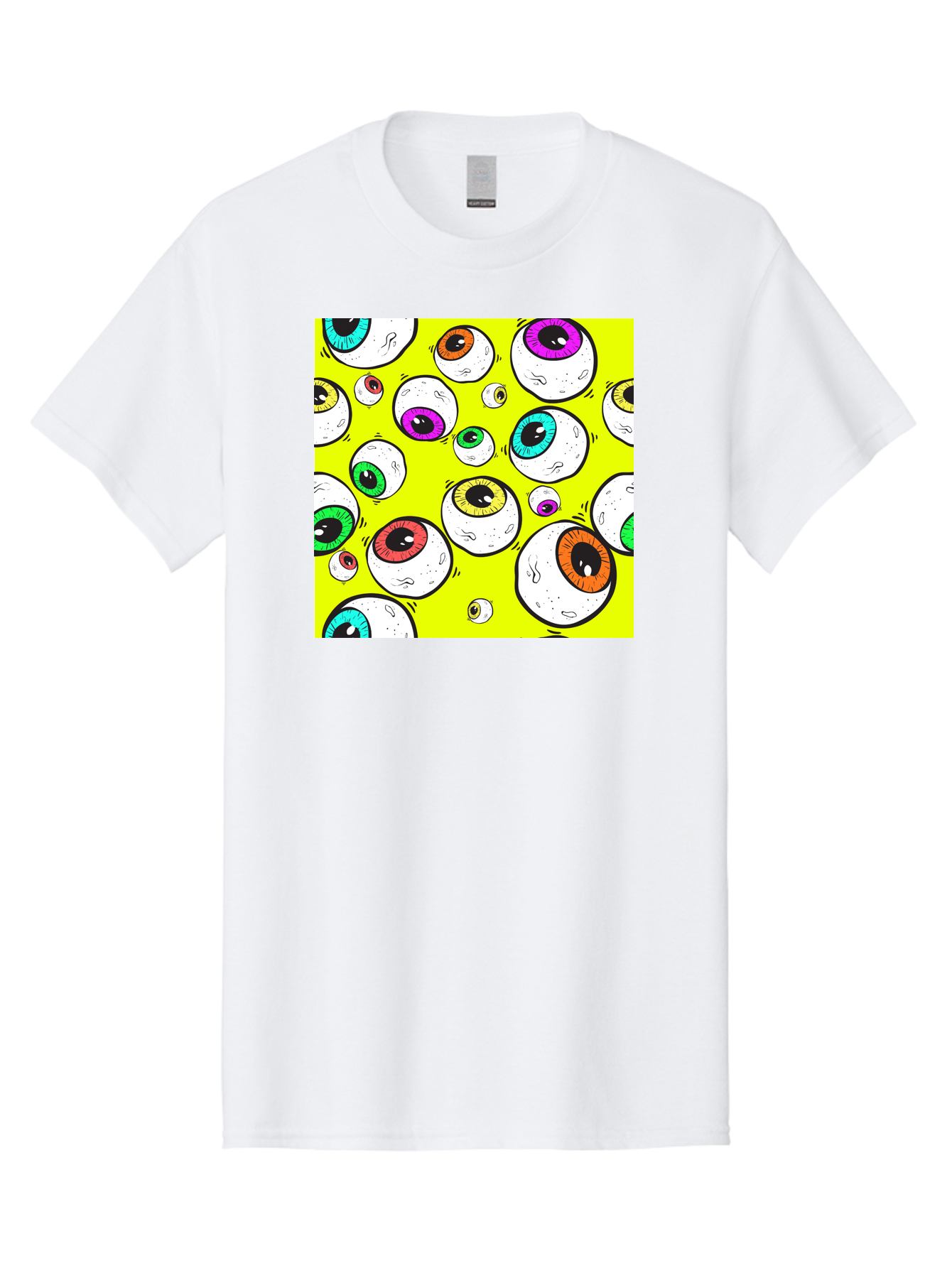 Colorful-Eyeballs Men'S Graphic Tee, 100% Cotton, Comfortable Casual Summer Wear, Machine Washable, Cartoon Eyeballs, Colorful Eyes, Vibrant Colors, Pop Art, Playful Graphics, Quirky Design, Eye-Catching Visuals, Fun Illustration, Aac386
