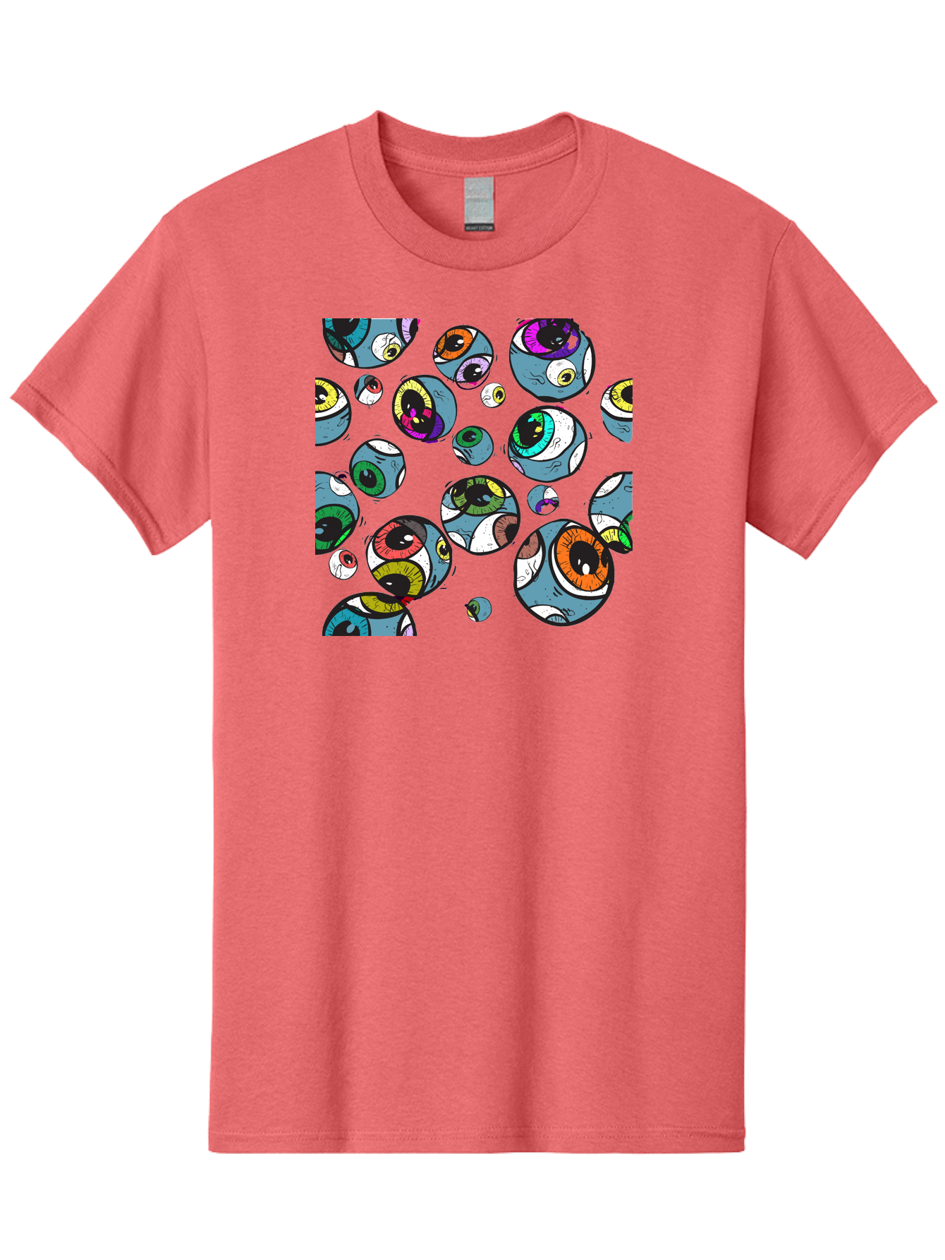 Eyes Men'S Graphic Tee, 100% Cotton, Comfortable Casual Summer Wear, Machine Washable, Cartoon Eyes, Colorful Eyes, Vibrant Eyed Pattern, Playful Illustration, Surreal Art, Whimsical Design, Multiple Eyes, Purple Background, Quirky Graphics, Aac388