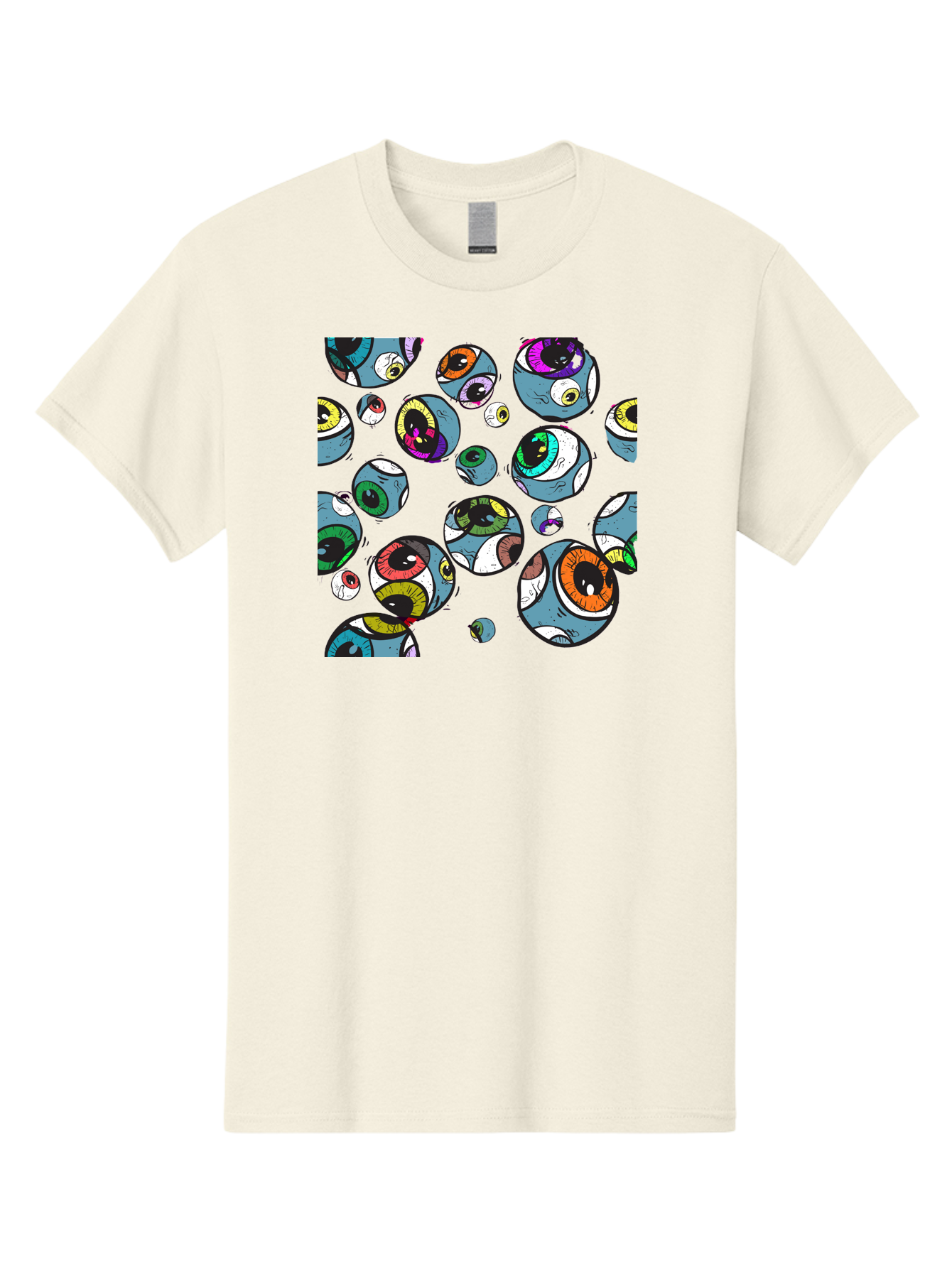 Eyes Men'S Graphic Tee, 100% Cotton, Comfortable Casual Summer Wear, Machine Washable, Cartoon Eyes, Colorful Eyes, Vibrant Eyed Pattern, Playful Illustration, Surreal Art, Whimsical Design, Multiple Eyes, Purple Background, Quirky Graphics, Aac388