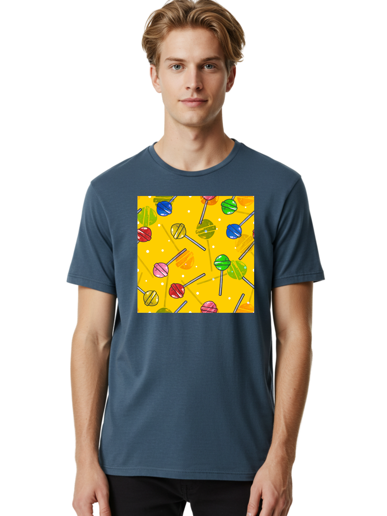 Lollipops Men'S Graphic Tee, 100% Cotton, Comfortable Casual Summer Wear, Machine Washable, Lollipops, Candy, Sweets, Colorful Treats, Vibrant Hues, Playful Design, Sweet Tooth, Party Favors, Kid'S Party Aac402