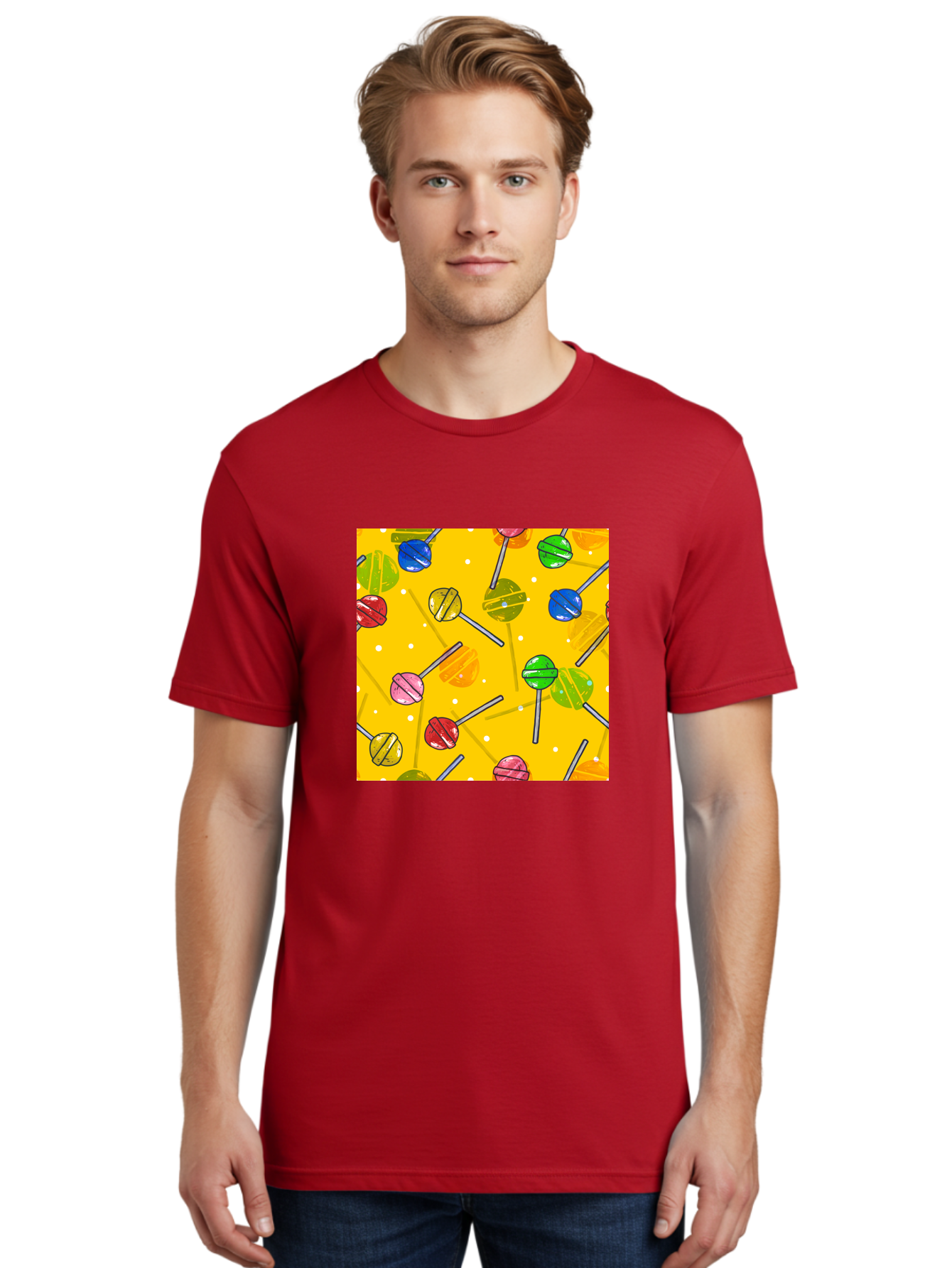 Lollipops Men'S Graphic Tee, 100% Cotton, Comfortable Casual Summer Wear, Machine Washable, Lollipops, Candy, Sweets, Colorful Treats, Vibrant Hues, Playful Design, Sweet Tooth, Party Favors, Kid'S Party Aac402