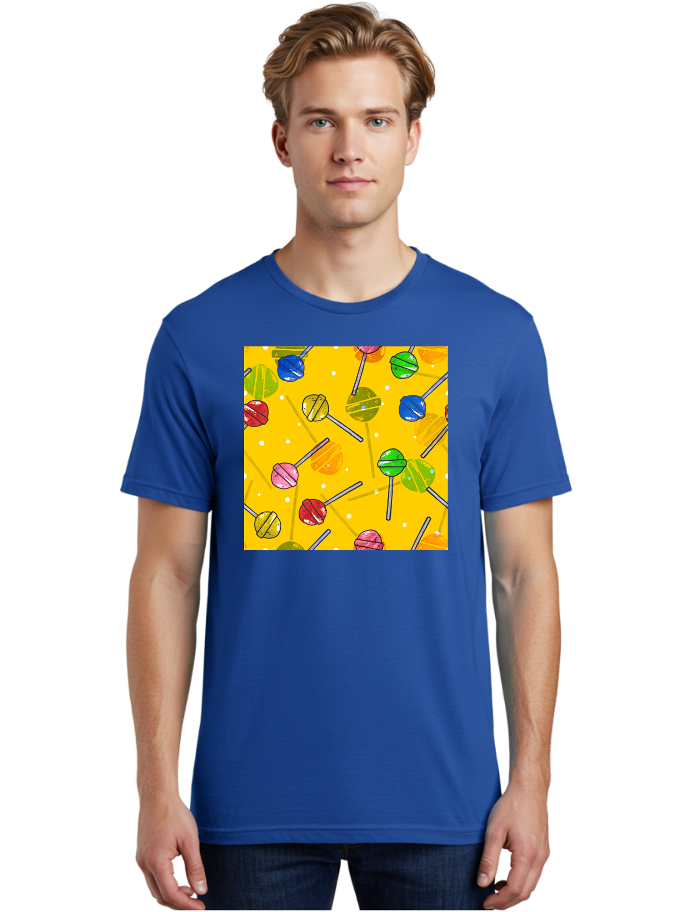 Lollipops Men'S Graphic Tee, 100% Cotton, Comfortable Casual Summer Wear, Machine Washable, Lollipops, Candy, Sweets, Colorful Treats, Vibrant Hues, Playful Design, Sweet Tooth, Party Favors, Kid'S Party Aac402
