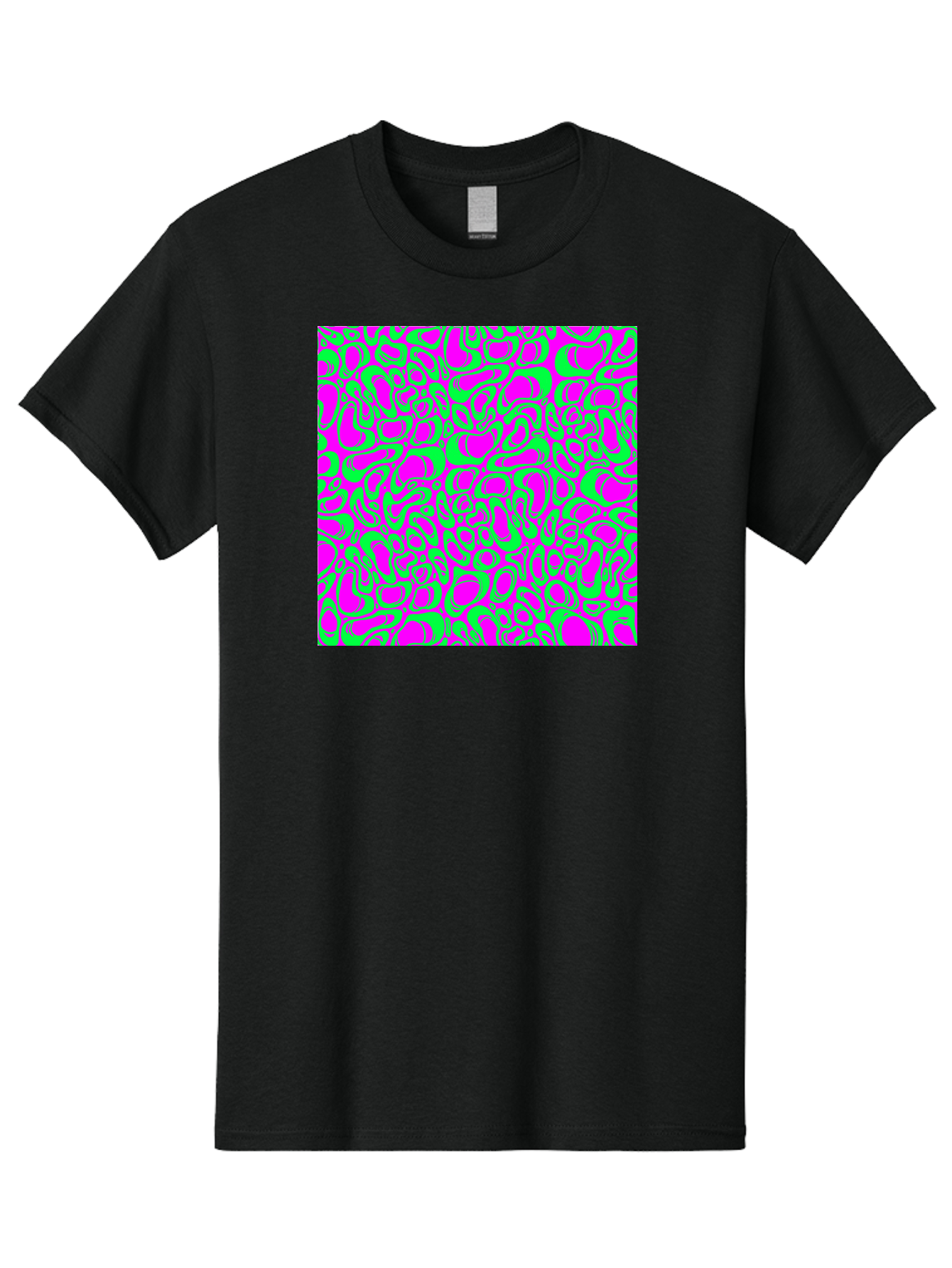 Magenta-And-Green-Pattern Men'S Graphic Tee, 100% Cotton, Comfortable Casual Summer Wear, Machine Washable, Leopard Print Pattern, Animal Print Design, Vibrant Colors, Bold Fashion Statement, Abstract Texture, Colorful Graphic Aac404
