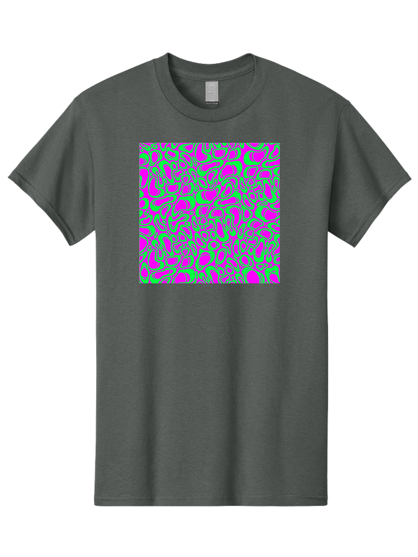 Magenta-And-Green-Pattern Men'S Graphic Tee, 100% Cotton, Comfortable Casual Summer Wear, Machine Washable, Leopard Print Pattern, Animal Print Design, Vibrant Colors, Bold Fashion Statement, Abstract Texture, Colorful Graphic Aac404
