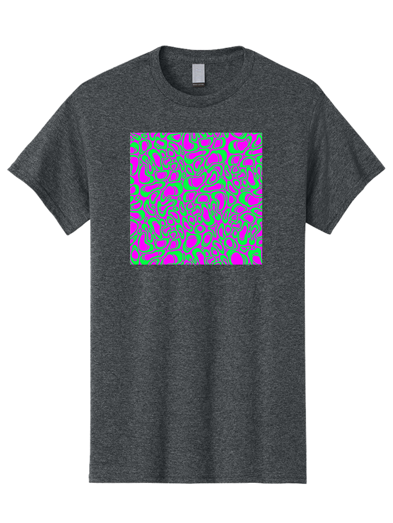 Magenta-And-Green-Pattern Men'S Graphic Tee, 100% Cotton, Comfortable Casual Summer Wear, Machine Washable, Leopard Print Pattern, Animal Print Design, Vibrant Colors, Bold Fashion Statement, Abstract Texture, Colorful Graphic Aac404