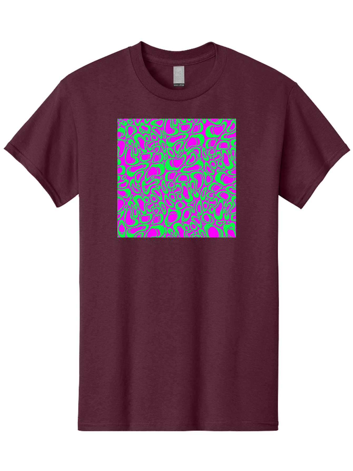 Magenta-And-Green-Pattern Men'S Graphic Tee, 100% Cotton, Comfortable Casual Summer Wear, Machine Washable, Leopard Print Pattern, Animal Print Design, Vibrant Colors, Bold Fashion Statement, Abstract Texture, Colorful Graphic Aac404