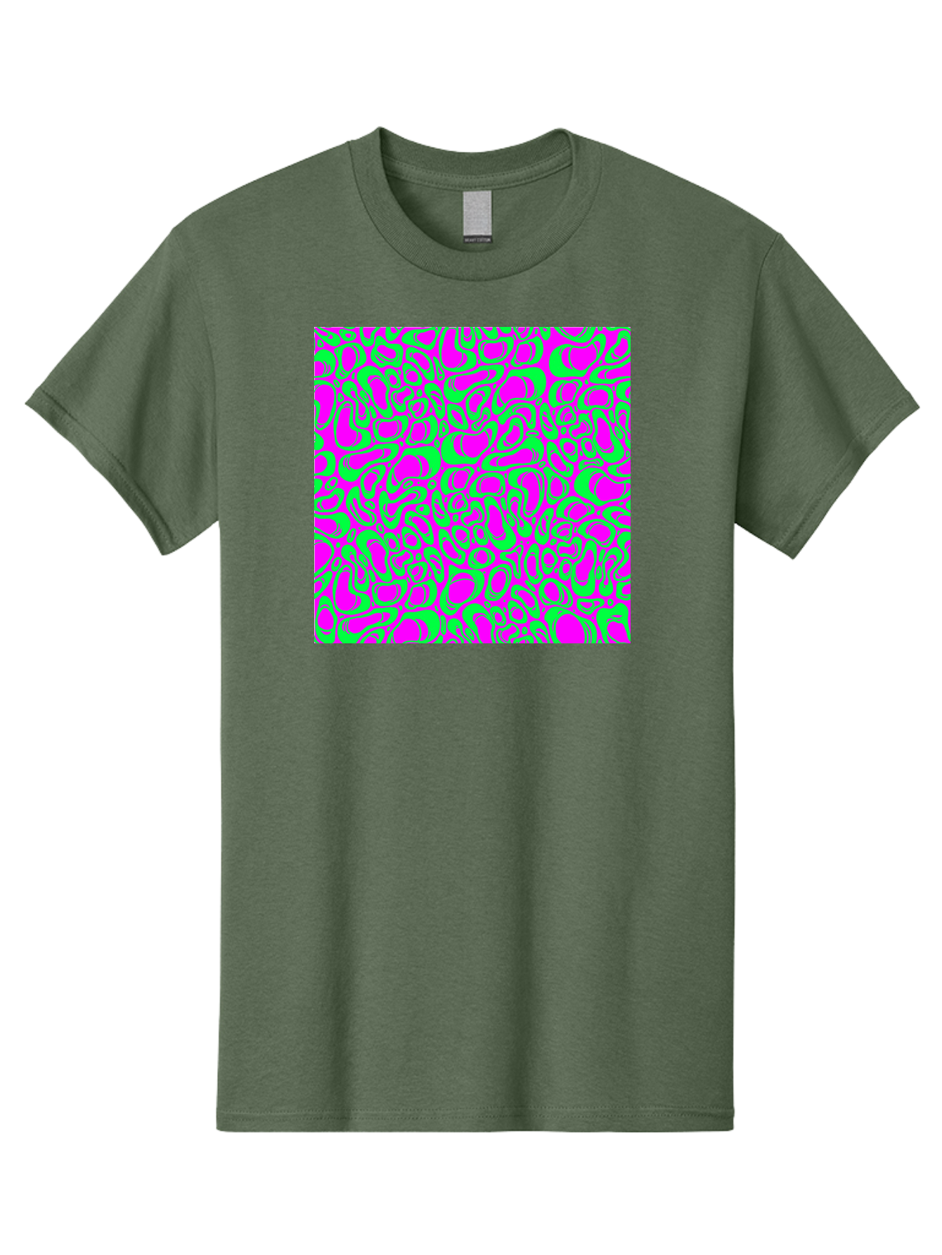 Magenta-And-Green-Pattern Men'S Graphic Tee, 100% Cotton, Comfortable Casual Summer Wear, Machine Washable, Leopard Print Pattern, Animal Print Design, Vibrant Colors, Bold Fashion Statement, Abstract Texture, Colorful Graphic Aac404