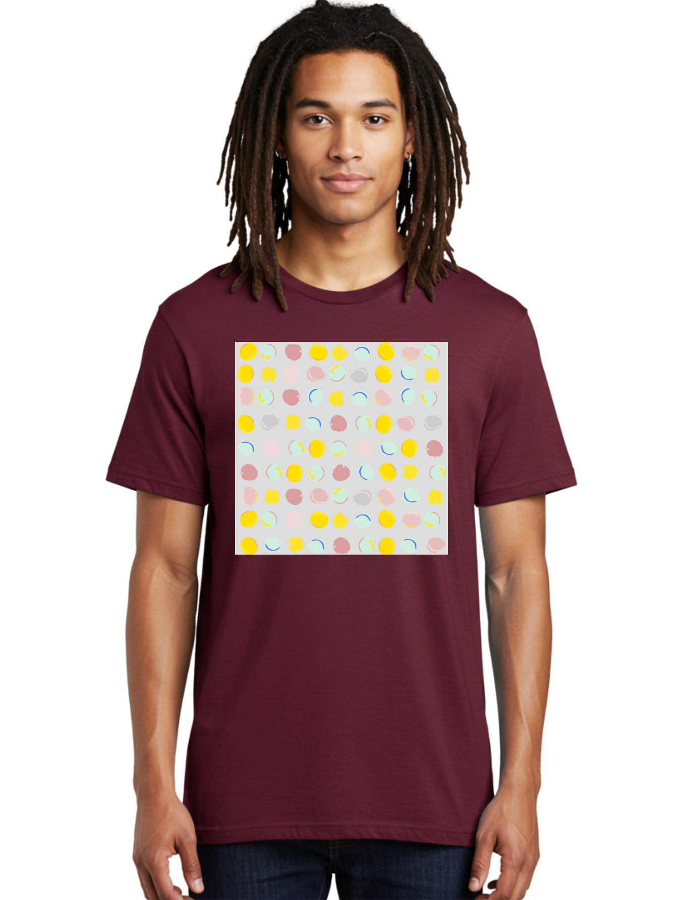 Pastel-Polka-Dots Men'S Graphic Tee, 100% Cotton, Comfortable Casual Summer Wear, Machine Washable, Pastel Colors, Abstract Design, Geometric Pattern, Colorful Dots, Creative Art, Decorative Background, Modern Style, Artistic Expression, Aac410
