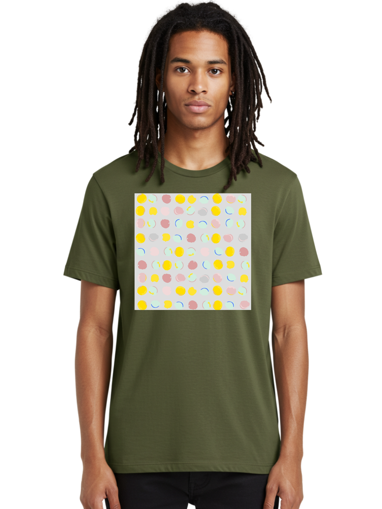 Pastel-Polka-Dots Men'S Graphic Tee, 100% Cotton, Comfortable Casual Summer Wear, Machine Washable, Pastel Colors, Abstract Design, Geometric Pattern, Colorful Dots, Creative Art, Decorative Background, Modern Style, Artistic Expression, Aac410