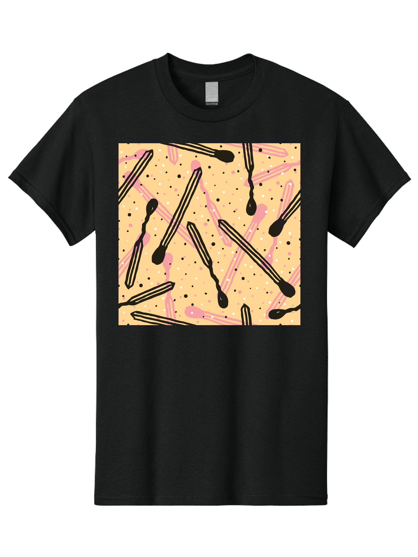 Pipettes Men'S Graphic Tee, 100% Cotton, Comfortable Casual Summer Wear, Machine Washable, Lip Gloss, Makeup, Beauty Products, Cosmetic Design, Abstract Pattern, Trendy Colors, Pink And Black Accents, Yellow Background, Fashion Texture, Aac414