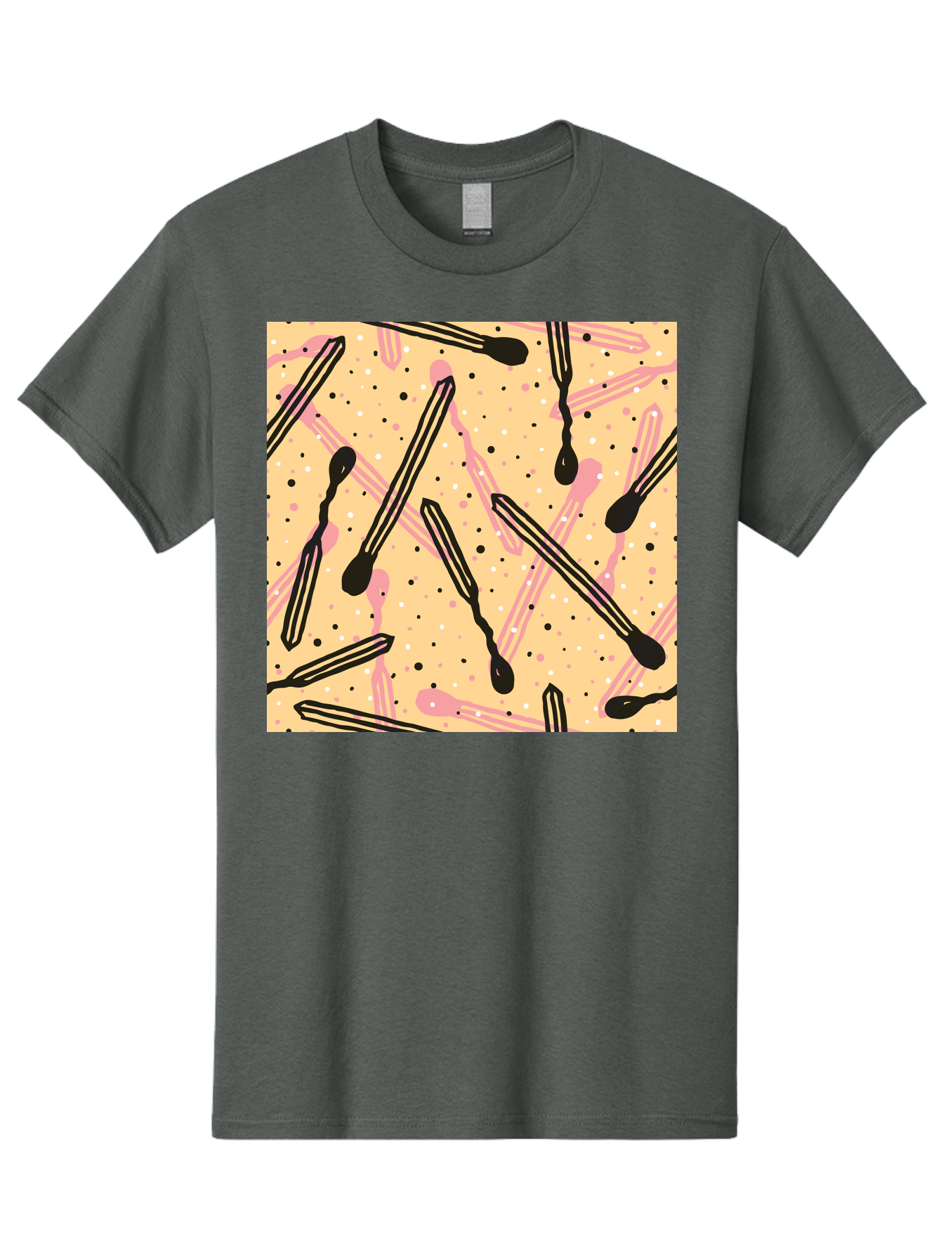 Pipettes Men'S Graphic Tee, 100% Cotton, Comfortable Casual Summer Wear, Machine Washable, Lip Gloss, Makeup, Beauty Products, Cosmetic Design, Abstract Pattern, Trendy Colors, Pink And Black Accents, Yellow Background, Fashion Texture, Aac414