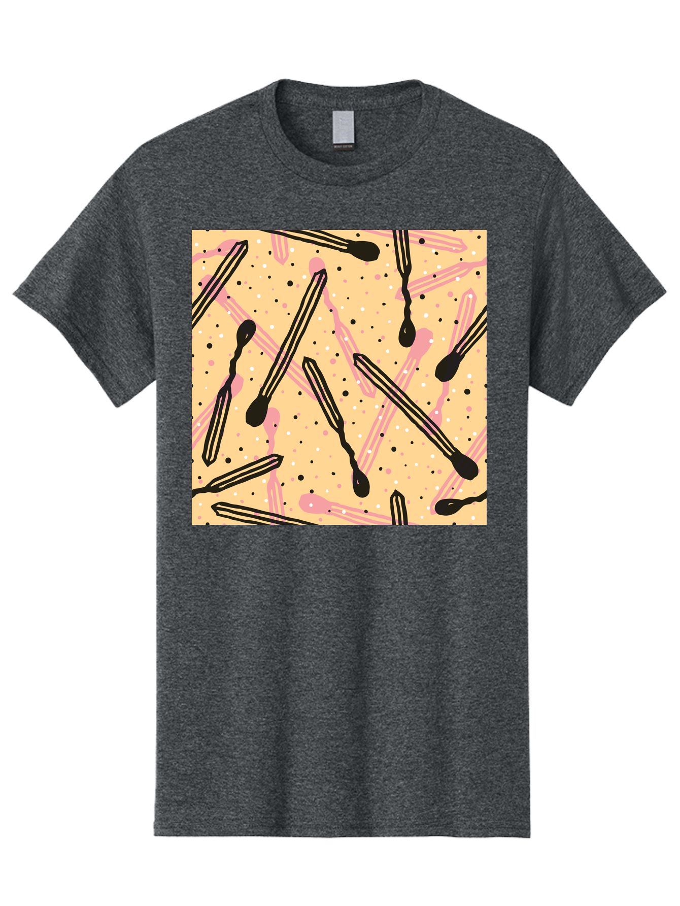 Pipettes Men'S Graphic Tee, 100% Cotton, Comfortable Casual Summer Wear, Machine Washable, Lip Gloss, Makeup, Beauty Products, Cosmetic Design, Abstract Pattern, Trendy Colors, Pink And Black Accents, Yellow Background, Fashion Texture, Aac414