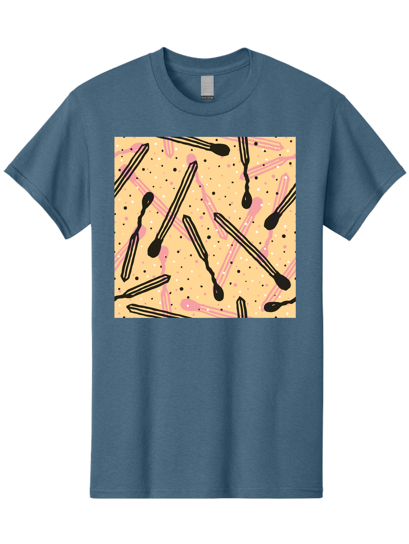Pipettes Men'S Graphic Tee, 100% Cotton, Comfortable Casual Summer Wear, Machine Washable, Lip Gloss, Makeup, Beauty Products, Cosmetic Design, Abstract Pattern, Trendy Colors, Pink And Black Accents, Yellow Background, Fashion Texture, Aac414