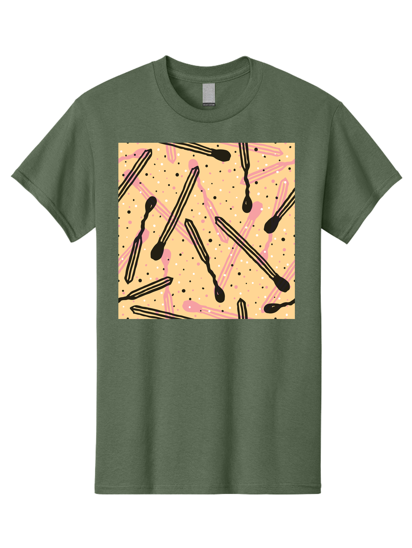 Pipettes Men'S Graphic Tee, 100% Cotton, Comfortable Casual Summer Wear, Machine Washable, Lip Gloss, Makeup, Beauty Products, Cosmetic Design, Abstract Pattern, Trendy Colors, Pink And Black Accents, Yellow Background, Fashion Texture, Aac414