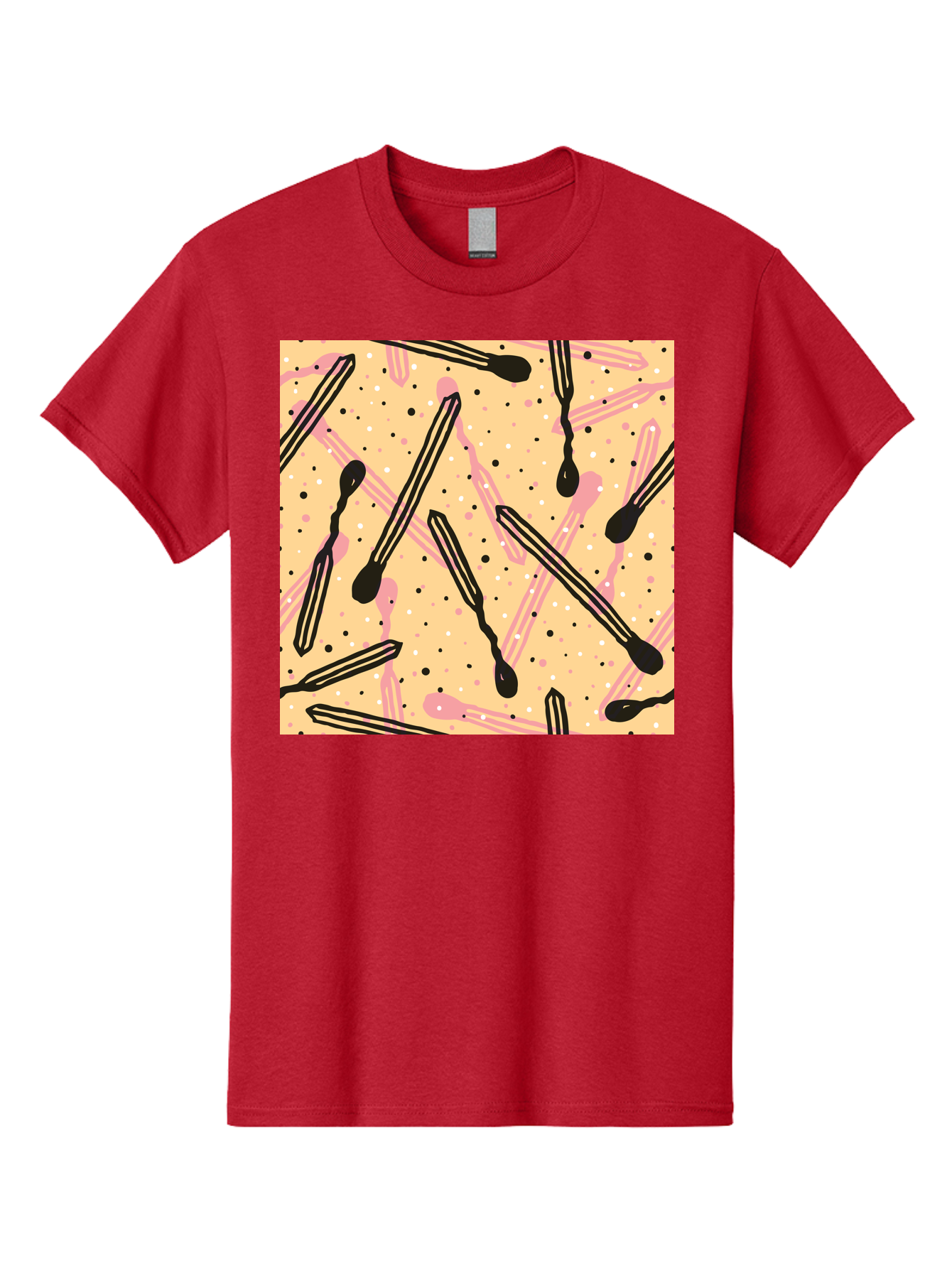 Pipettes Men'S Graphic Tee, 100% Cotton, Comfortable Casual Summer Wear, Machine Washable, Lip Gloss, Makeup, Beauty Products, Cosmetic Design, Abstract Pattern, Trendy Colors, Pink And Black Accents, Yellow Background, Fashion Texture, Aac414