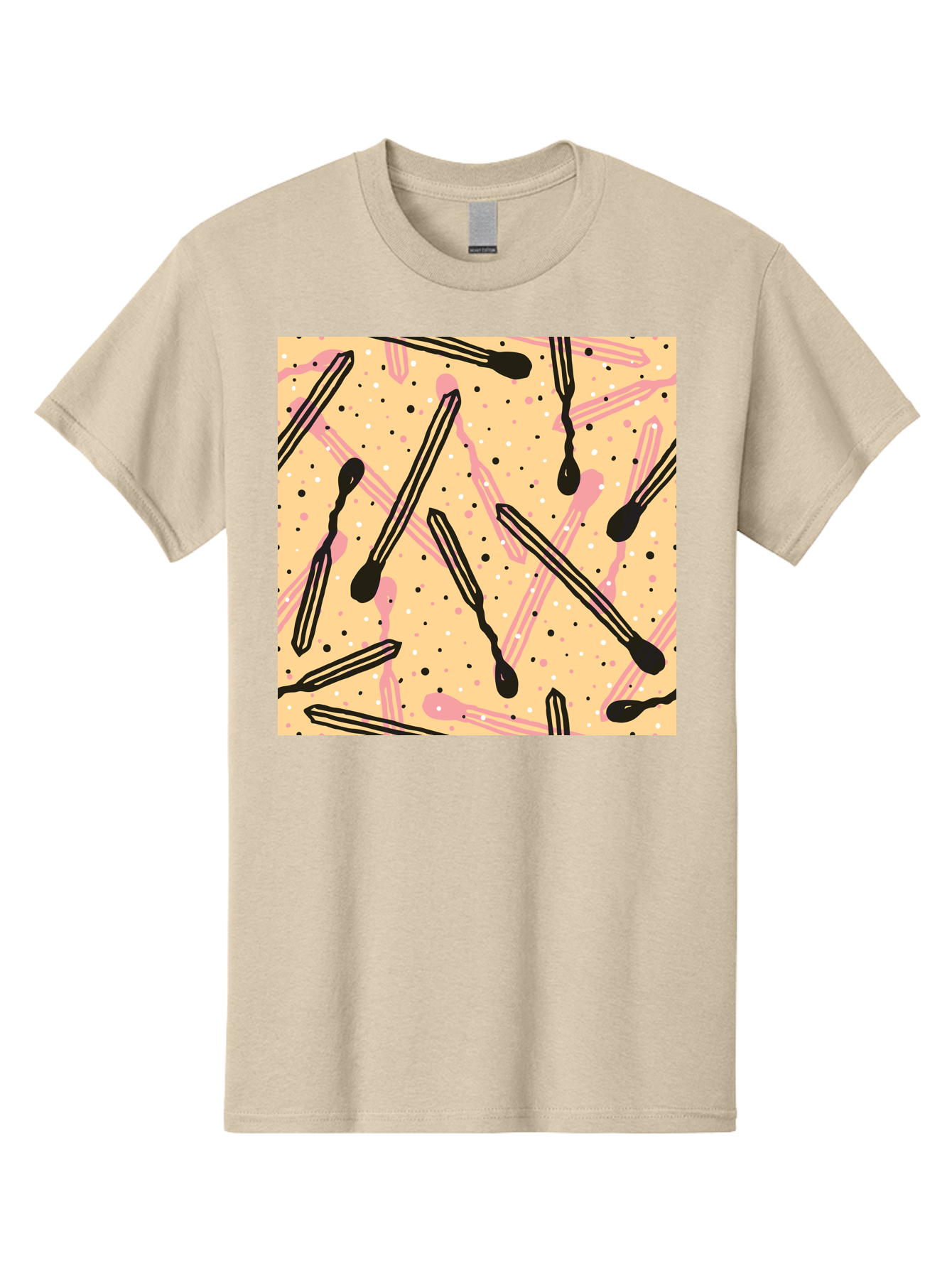Pipettes Men'S Graphic Tee, 100% Cotton, Comfortable Casual Summer Wear, Machine Washable, Lip Gloss, Makeup, Beauty Products, Cosmetic Design, Abstract Pattern, Trendy Colors, Pink And Black Accents, Yellow Background, Fashion Texture, Aac414