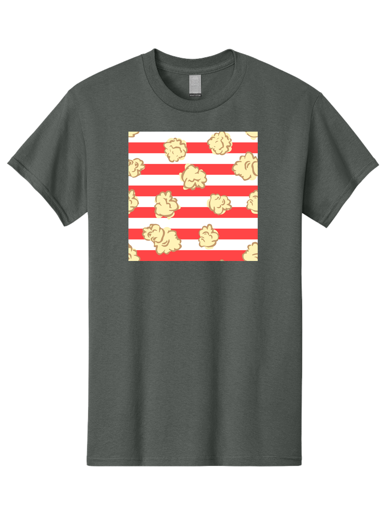 Popcorn-Stripes Men'S Graphic Tee, 100% Cotton, Comfortable Casual Summer Wear, Machine Washable, Popcorn, Red And White Stripes, Movie Snack, Cinematic Treats, Yellow Popcorn, Striped Background, Popcorn Illustration, Snack Time, Film Night, Aac416