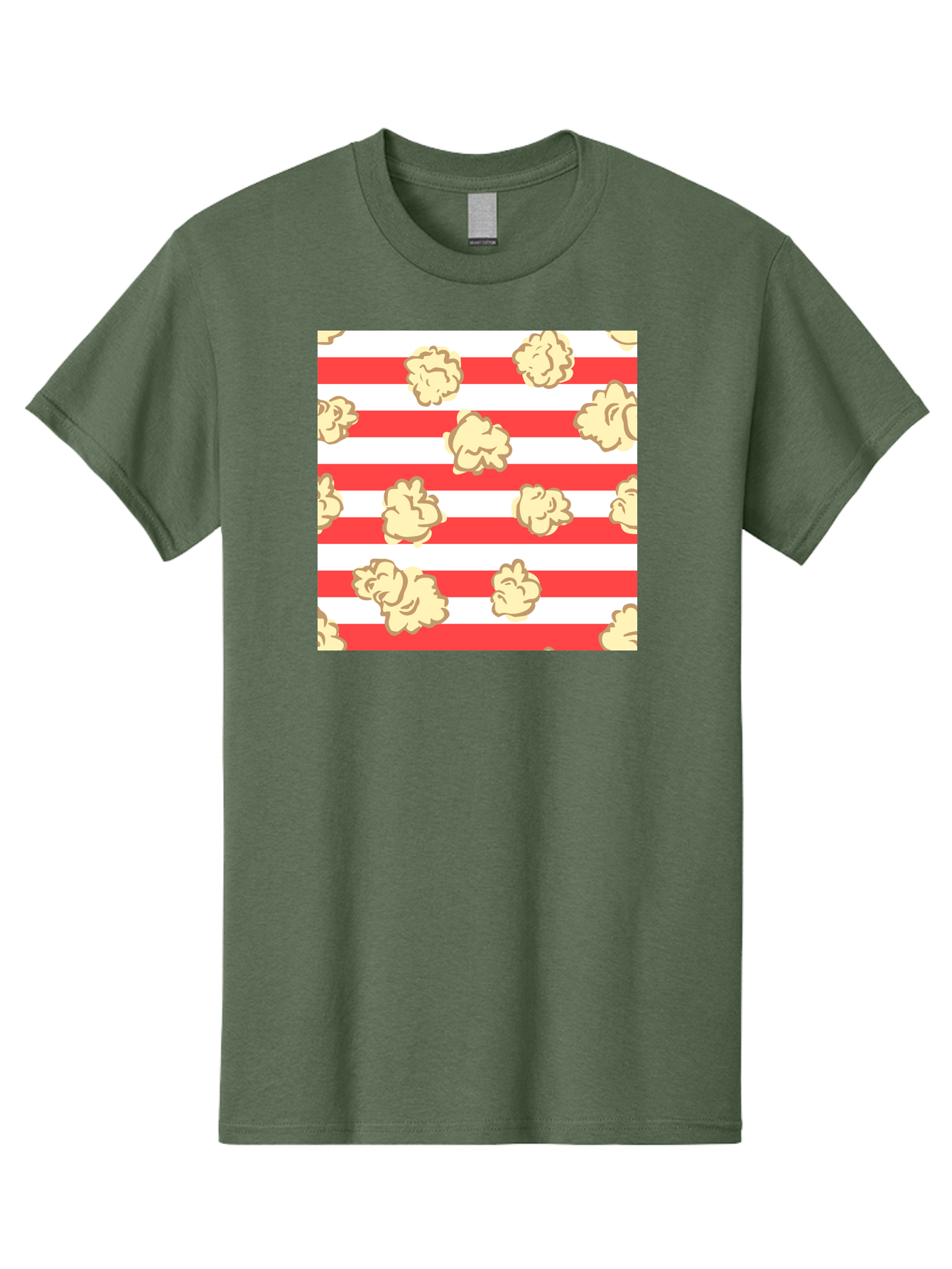 Popcorn-Stripes Men'S Graphic Tee, 100% Cotton, Comfortable Casual Summer Wear, Machine Washable, Popcorn, Red And White Stripes, Movie Snack, Cinematic Treats, Yellow Popcorn, Striped Background, Popcorn Illustration, Snack Time, Film Night, Aac416