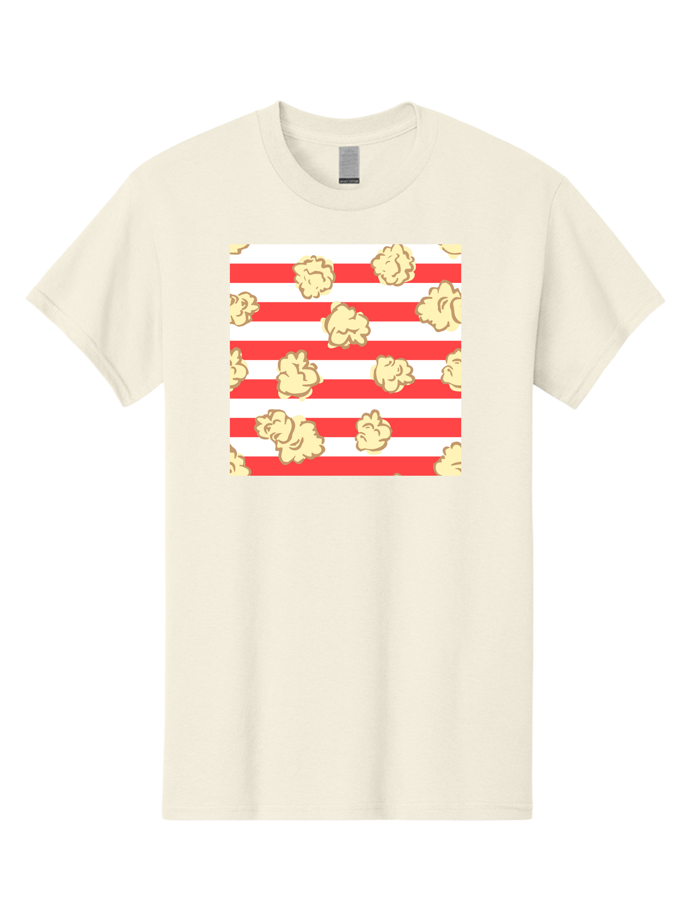 Popcorn-Stripes Men'S Graphic Tee, 100% Cotton, Comfortable Casual Summer Wear, Machine Washable, Popcorn, Red And White Stripes, Movie Snack, Cinematic Treats, Yellow Popcorn, Striped Background, Popcorn Illustration, Snack Time, Film Night, Aac416