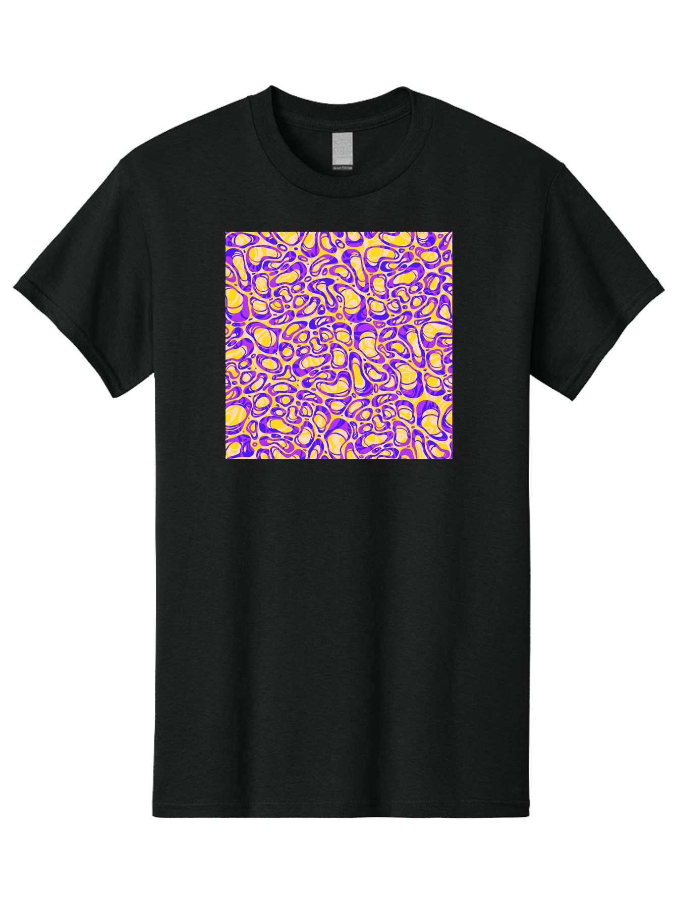 Purple-And-Yellow-Swirl Men'S Graphic Tee, 100% Cotton, Comfortable Casual Summer Wear, Machine Washable, Amethyst And Lemon Swirly Pattern, Abstract Design, Vibrant Purple, Yellow Shapes, Organic Texture, Mesmerizing Visual Effect, Aac418