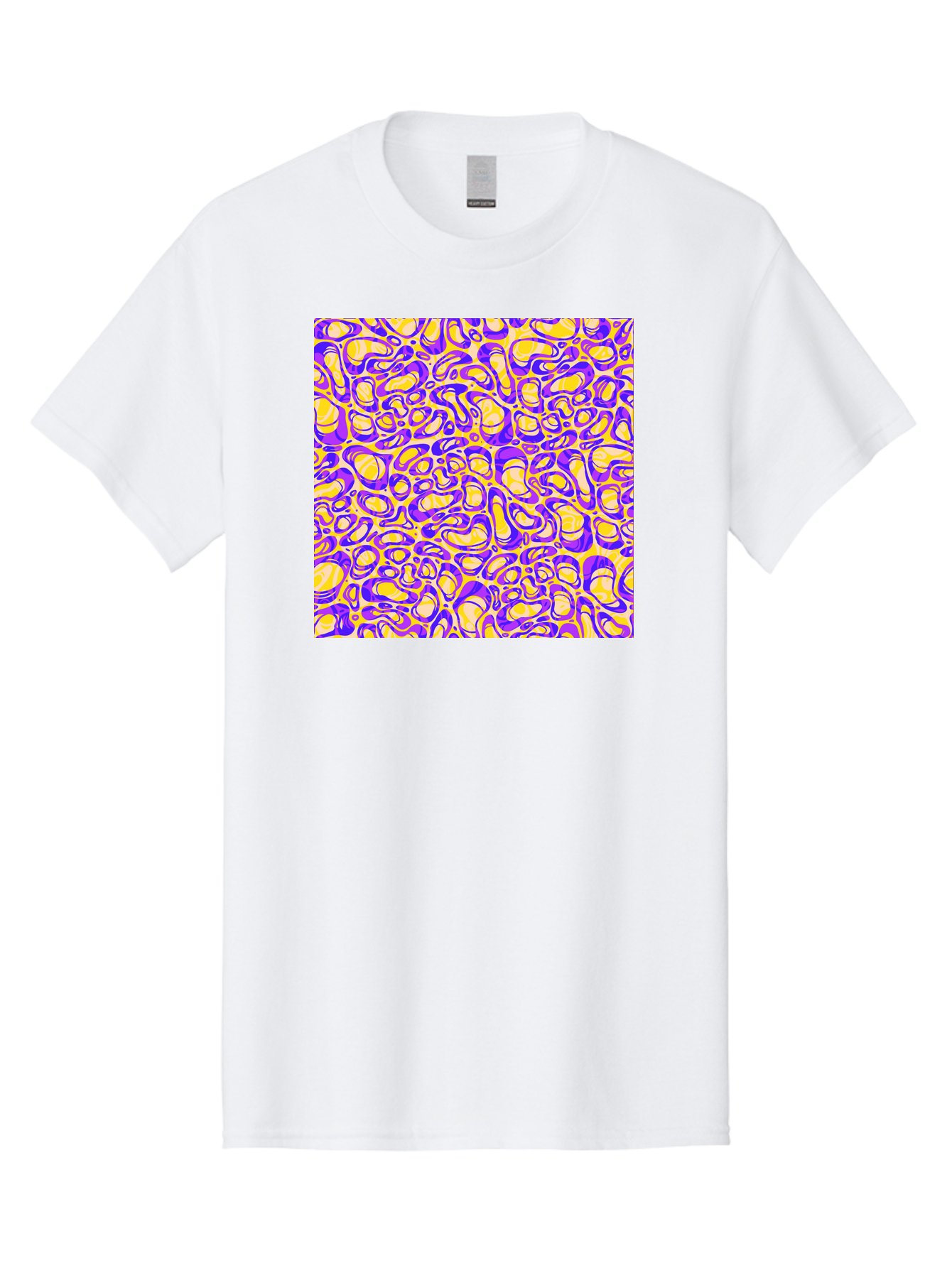 Purple-And-Yellow-Swirl Men'S Graphic Tee, 100% Cotton, Comfortable Casual Summer Wear, Machine Washable, Amethyst And Lemon Swirly Pattern, Abstract Design, Vibrant Purple, Yellow Shapes, Organic Texture, Mesmerizing Visual Effect, Aac418
