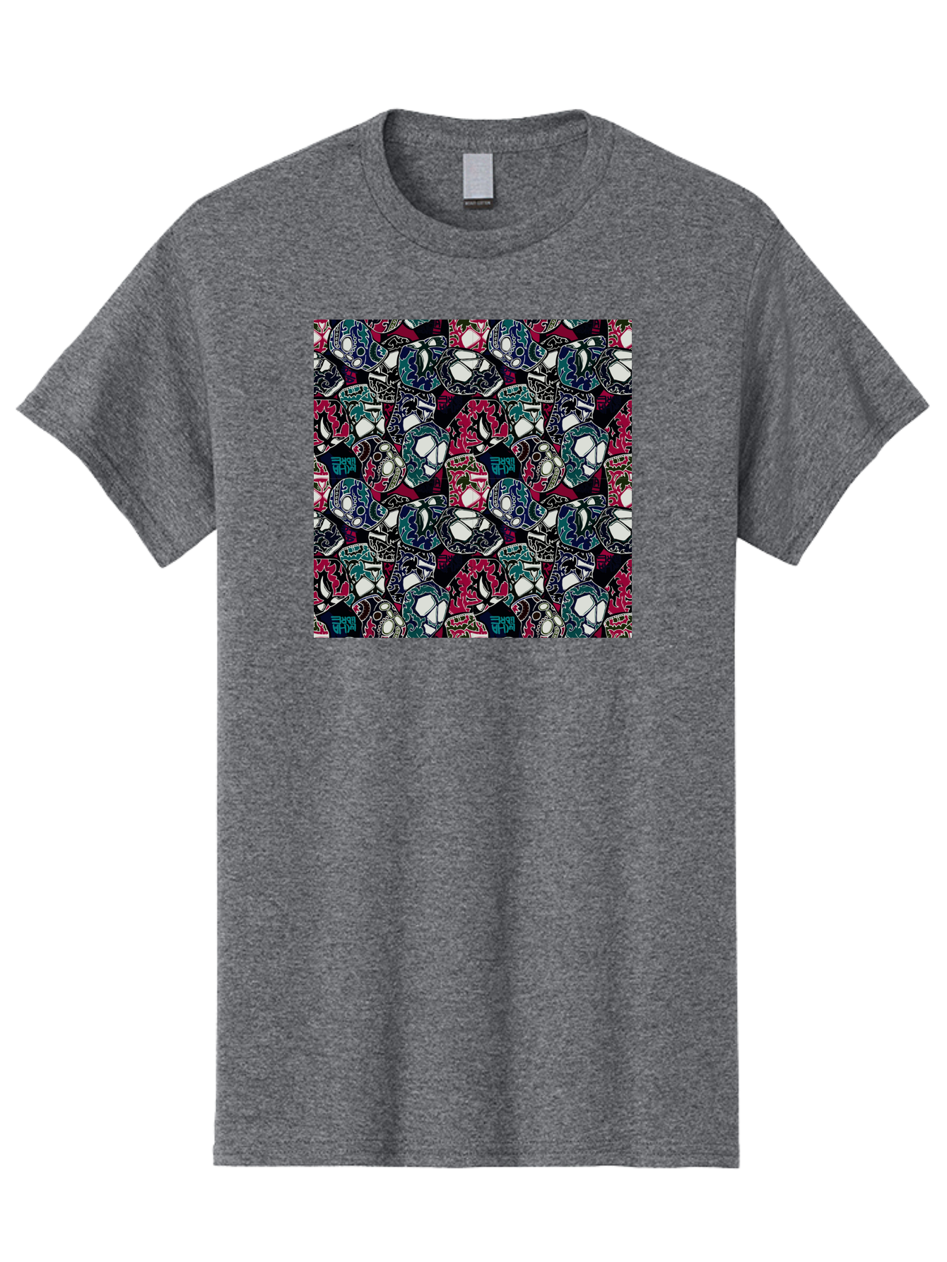 Sugar-Skull-Pattern Men'S Graphic Tee, 100% Cotton, Comfortable Casual Summer Wear, Machine Washable, Sugar Skulls, Colorful Skulls, Day Of The Dead, Mexican Culture, Ornate Designs, Floral Patterns, Vibrant Colors, Festive Atmosphere, Aac422