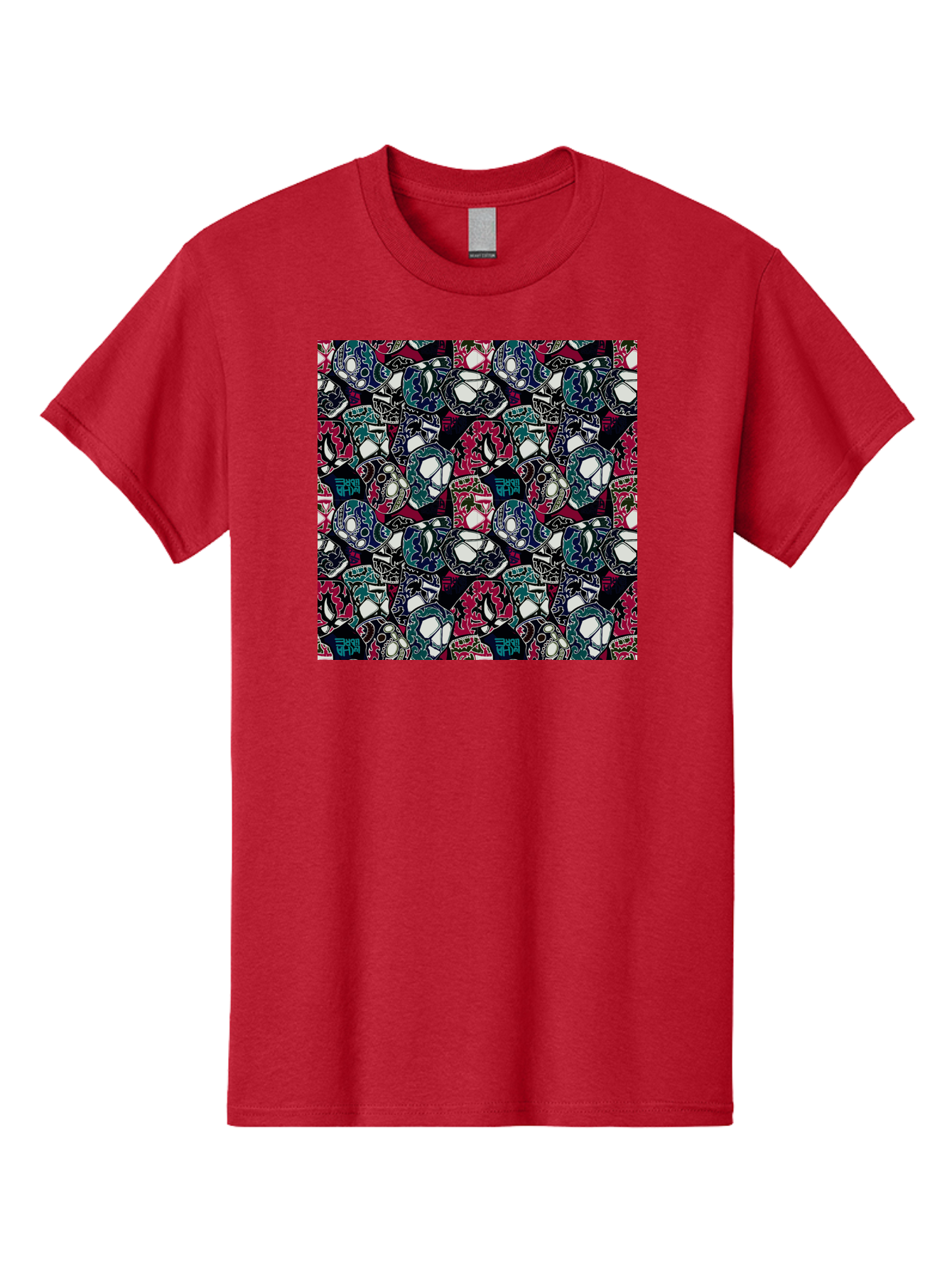 Sugar-Skull-Pattern Men'S Graphic Tee, 100% Cotton, Comfortable Casual Summer Wear, Machine Washable, Sugar Skulls, Colorful Skulls, Day Of The Dead, Mexican Culture, Ornate Designs, Floral Patterns, Vibrant Colors, Festive Atmosphere, Aac422
