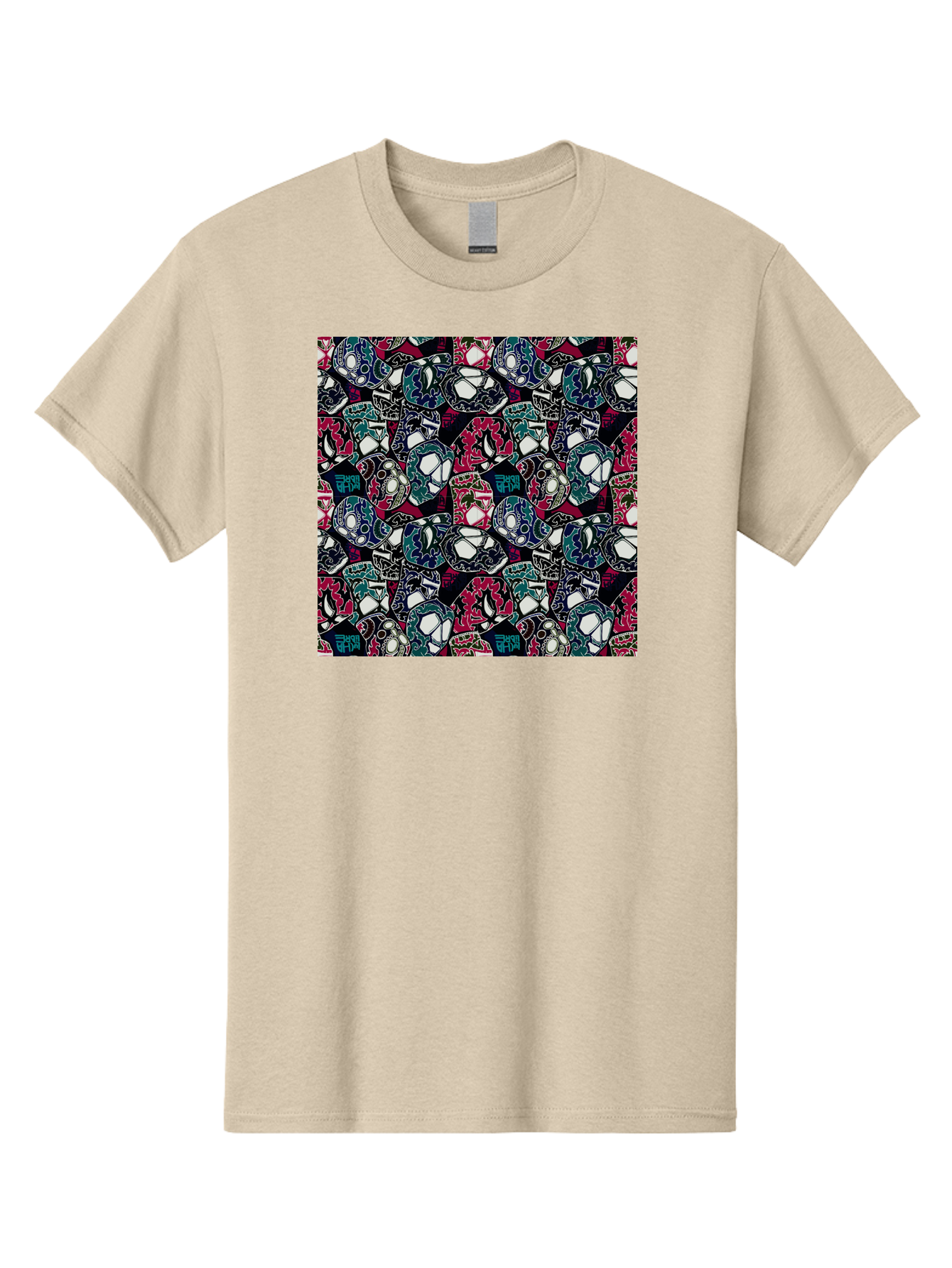 Sugar-Skull-Pattern Men'S Graphic Tee, 100% Cotton, Comfortable Casual Summer Wear, Machine Washable, Sugar Skulls, Colorful Skulls, Day Of The Dead, Mexican Culture, Ornate Designs, Floral Patterns, Vibrant Colors, Festive Atmosphere, Aac422