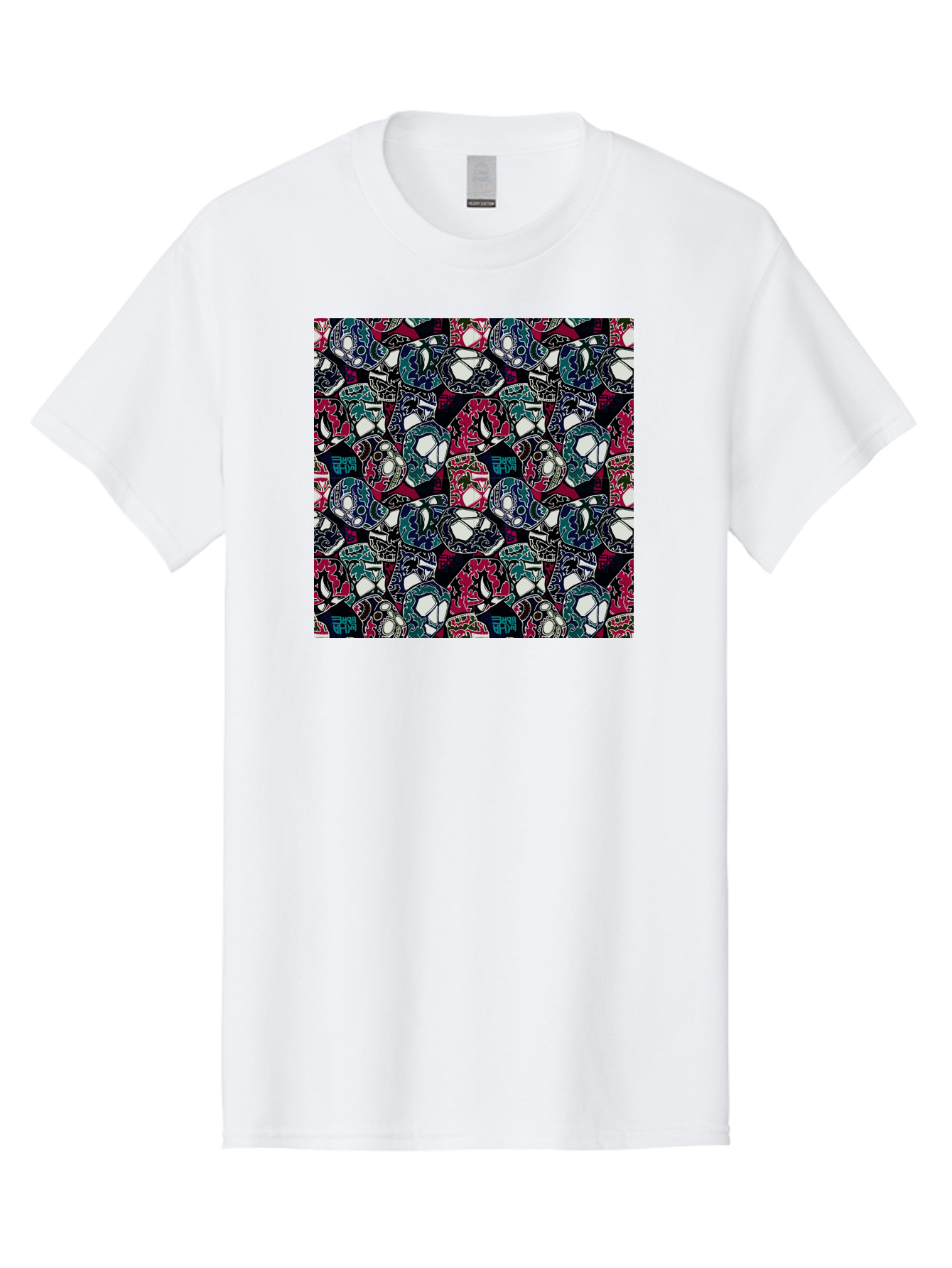 Sugar-Skull-Pattern Men'S Graphic Tee, 100% Cotton, Comfortable Casual Summer Wear, Machine Washable, Sugar Skulls, Colorful Skulls, Day Of The Dead, Mexican Culture, Ornate Designs, Floral Patterns, Vibrant Colors, Festive Atmosphere, Aac422