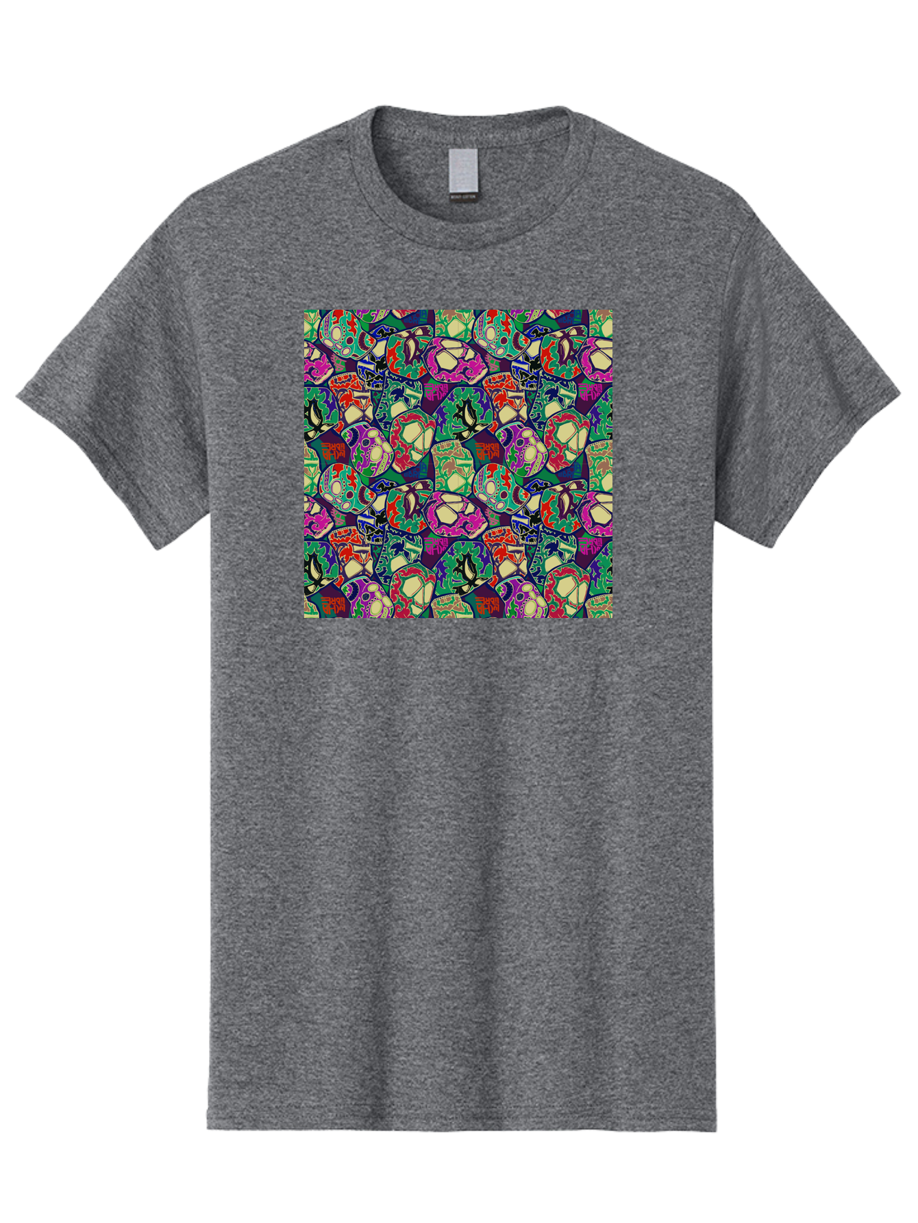 Sugar-Skulls Men'S Graphic Tee, 100% Cotton, Comfortable Casual Summer Wear, Machine Washable, Sugar Skulls, Colorful Designs, Vibrant Patterns, Dia De Los Muertos, Festive Atmosphere, Artistic Expression, Cultural Heritage, Intricate Details, Aac423