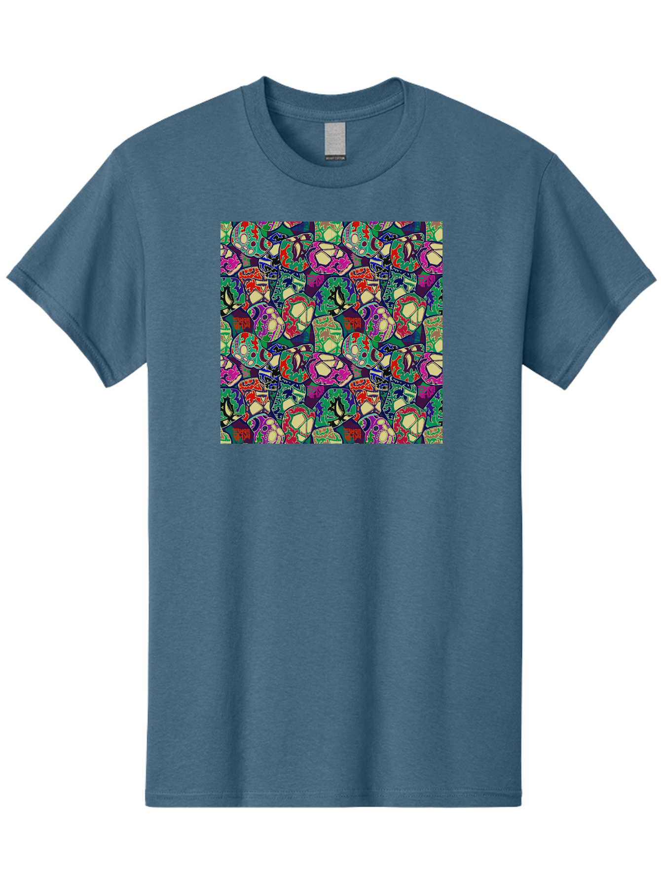 Sugar-Skulls Men'S Graphic Tee, 100% Cotton, Comfortable Casual Summer Wear, Machine Washable, Sugar Skulls, Colorful Designs, Vibrant Patterns, Dia De Los Muertos, Festive Atmosphere, Artistic Expression, Cultural Heritage, Intricate Details, Aac423