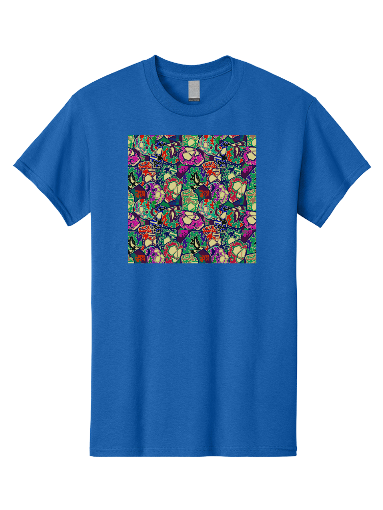 Sugar-Skulls Men'S Graphic Tee, 100% Cotton, Comfortable Casual Summer Wear, Machine Washable, Sugar Skulls, Colorful Designs, Vibrant Patterns, Dia De Los Muertos, Festive Atmosphere, Artistic Expression, Cultural Heritage, Intricate Details, Aac423